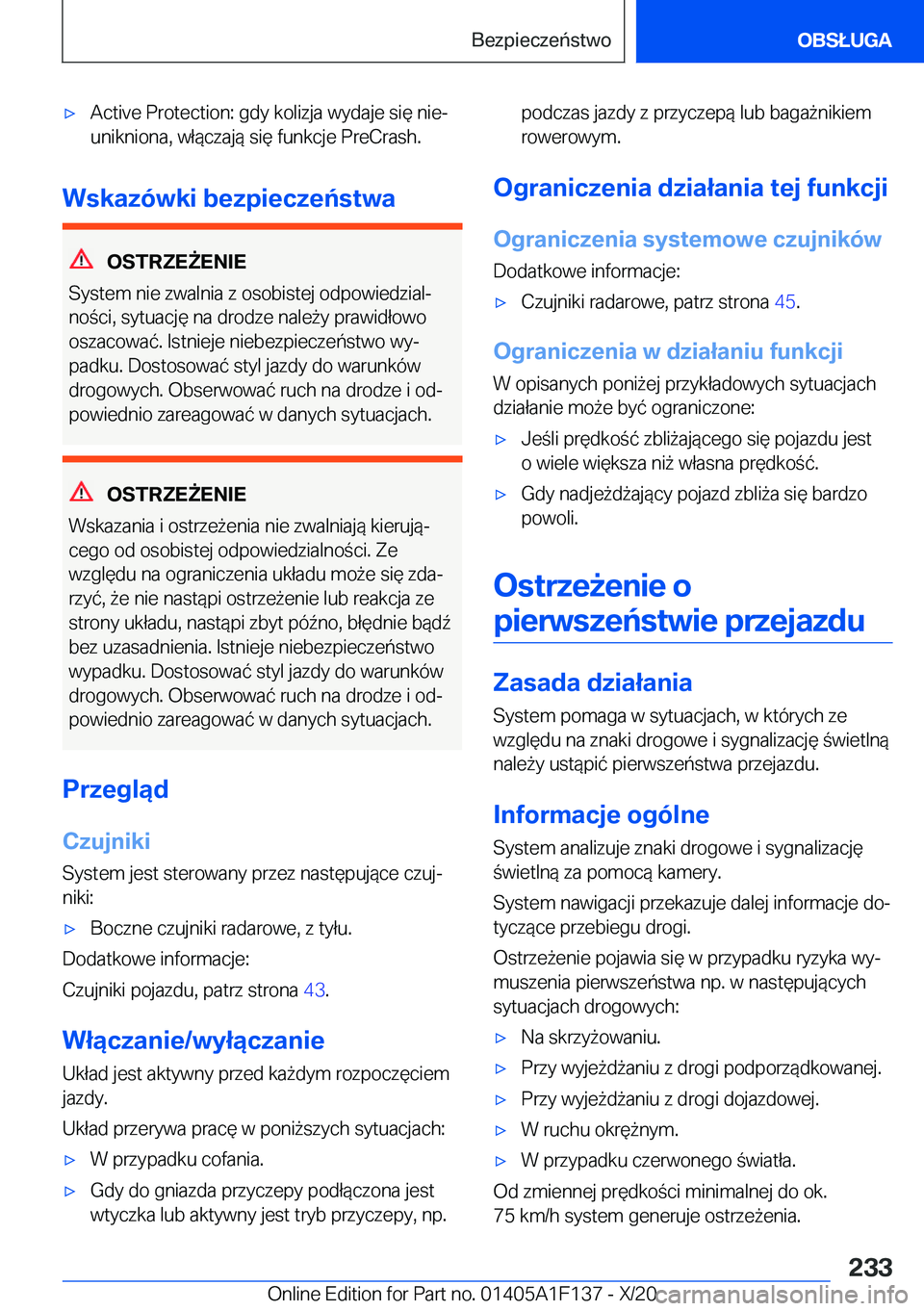 BMW X6 2021  Instrukcja obsługi (in Polish) 'x�A�c�t�i�v�e��P�r�o�t�e�c�t�i�o�n�:��g�d�y��k�o�l�i�z�j�a��w�y�d�a�j�e��s�i�