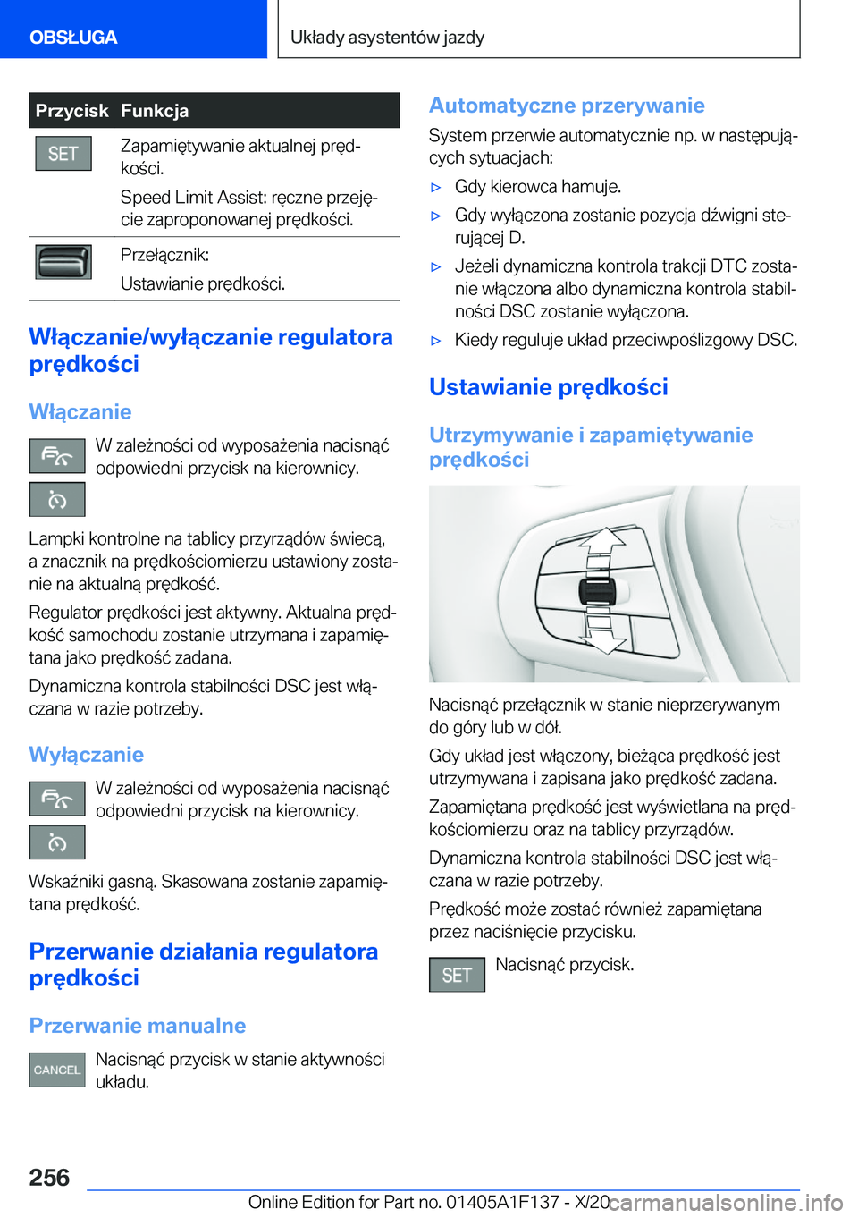 BMW X6 2021  Instrukcja obsługi (in Polish) �P�r�z�y�c�i�s�k�F�u�n�k�c�j�a�Z�a�p�a�m�i�