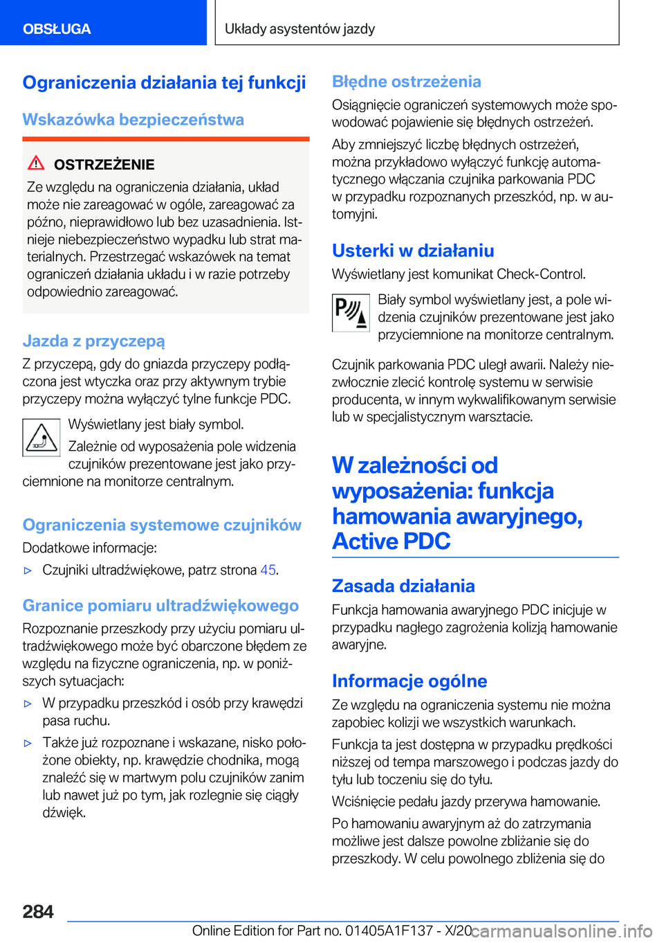 BMW X6 2021  Instrukcja obsługi (in Polish) �O�g�r�a�n�i�c�z�e�n�i�a��d�z�i�a�ł�a�n�i�a��t�e�j��f�u�n�k�c�j�i�W�s�k�a�z�