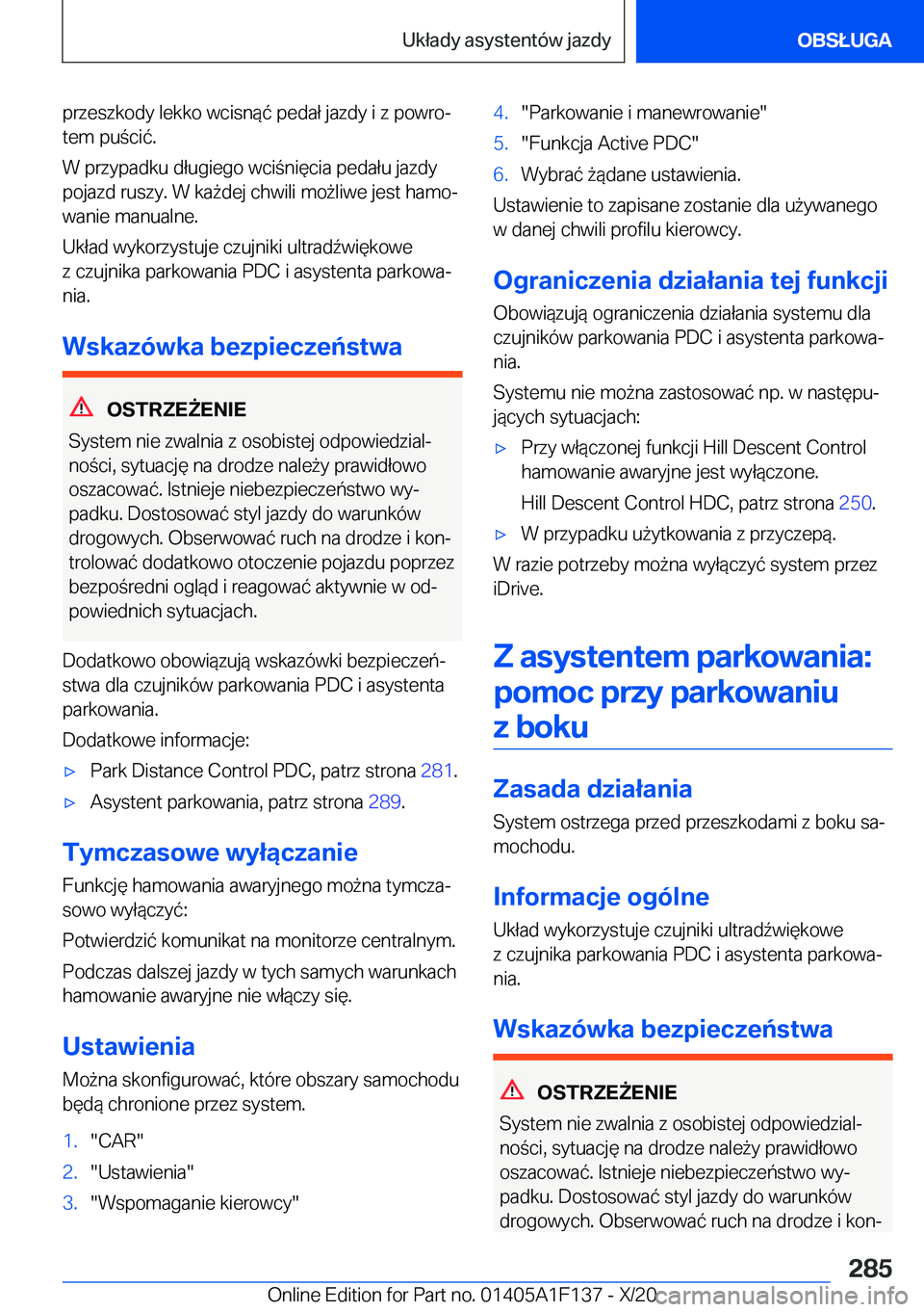 BMW X6 2021  Instrukcja obsługi (in Polish) �p�r�z�e�s�z�k�o�d�y��l�e�k�k�o��w�c�i�s�n�