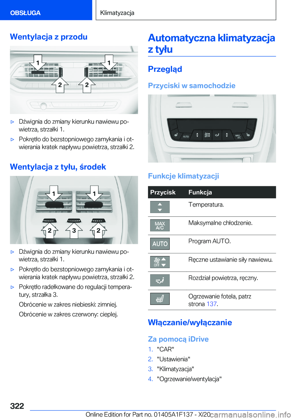 BMW X6 2021  Instrukcja obsługi (in Polish) �W�e�n�t�y�l�a�c�j�a��z��p�r�z�o�d�u'x�D7�w�i�g�n�i�a��d�o��z�m�i�a�n�y��k�i�e�r�u�n�k�u��n�a�w�i�e�w�u��p�oj
�w�i�e�t�r�z�a�,��s�t�r�z�a�ł�k�i��1�.'x�P�o�k�r�