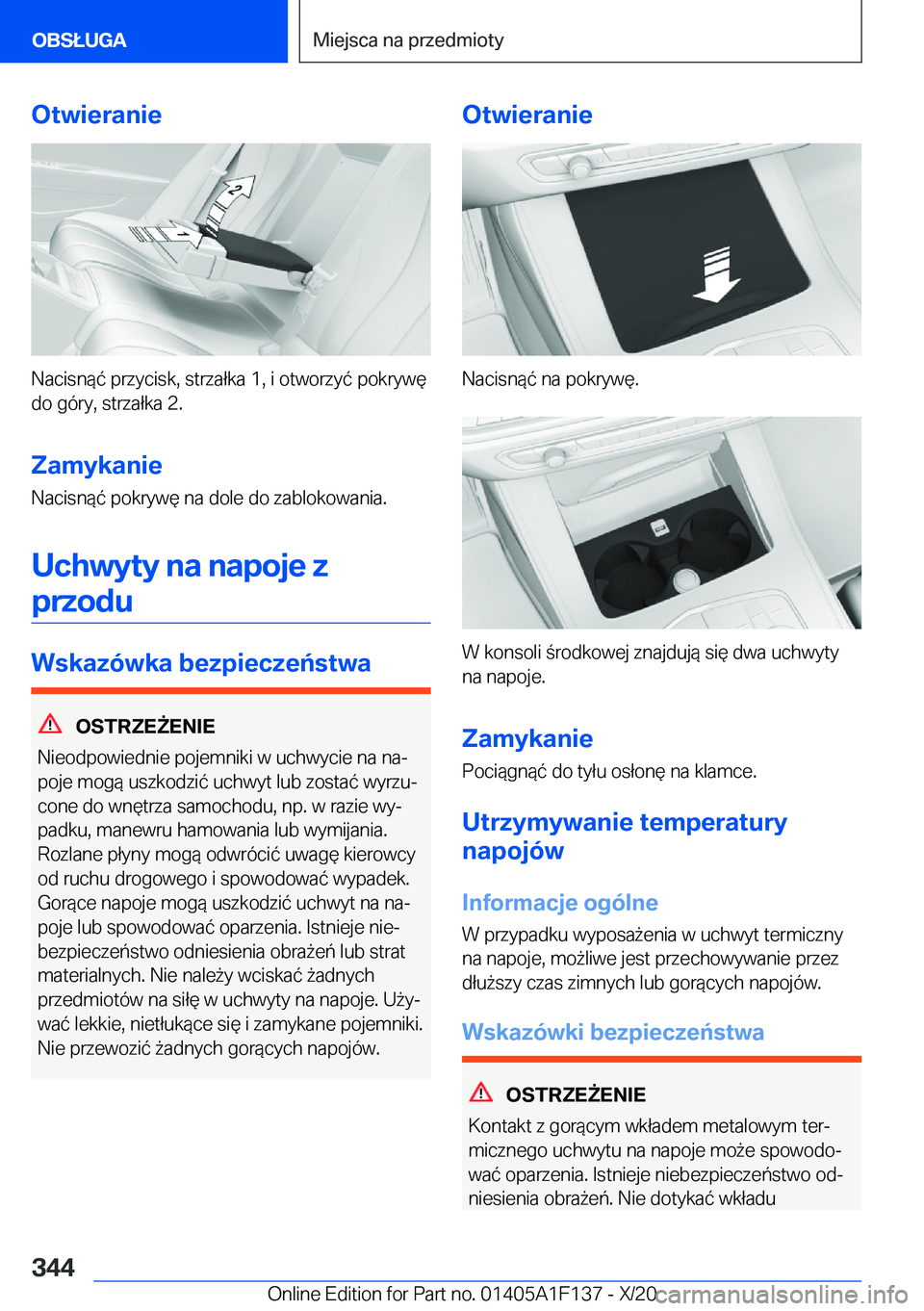 BMW X6 2021  Instrukcja obsługi (in Polish) �O�t�w�i�e�r�a�n�i�e
�N�a�c�i�s�n�