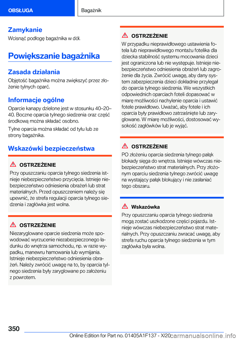 BMW X6 2021  Instrukcja obsługi (in Polish) �Z�a�m�y�k�a�n�i�e
�W�c�i�s�n�