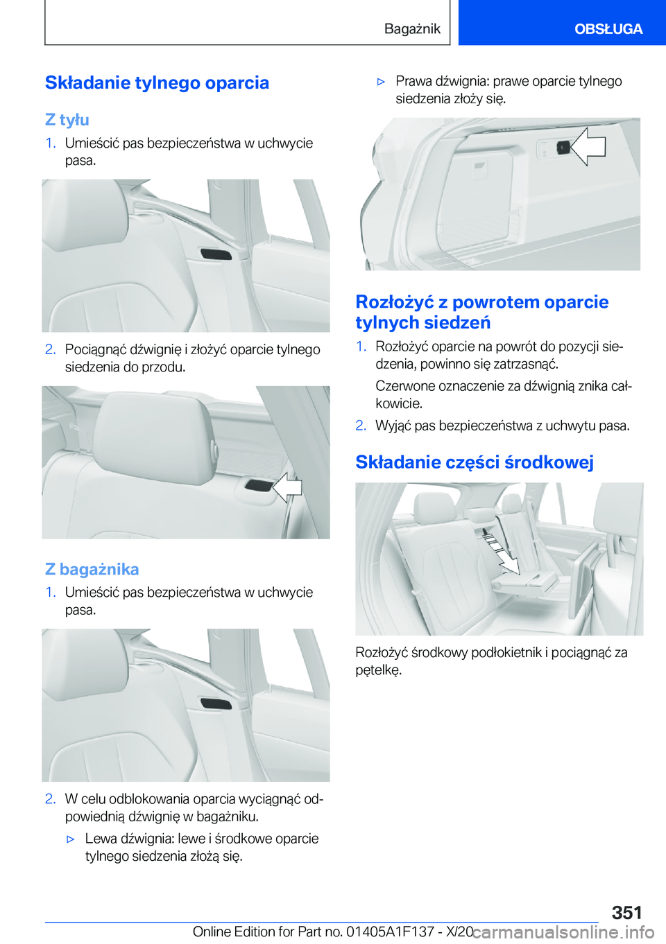 BMW X6 2021  Instrukcja obsługi (in Polish) �S�k�ł�a�d�a�n�i�e��t�y�l�n�e�g�o��o�p�a�r�c�i�a
�Z��t�y�ł�u�1�.�U�m�i�e�c�i�