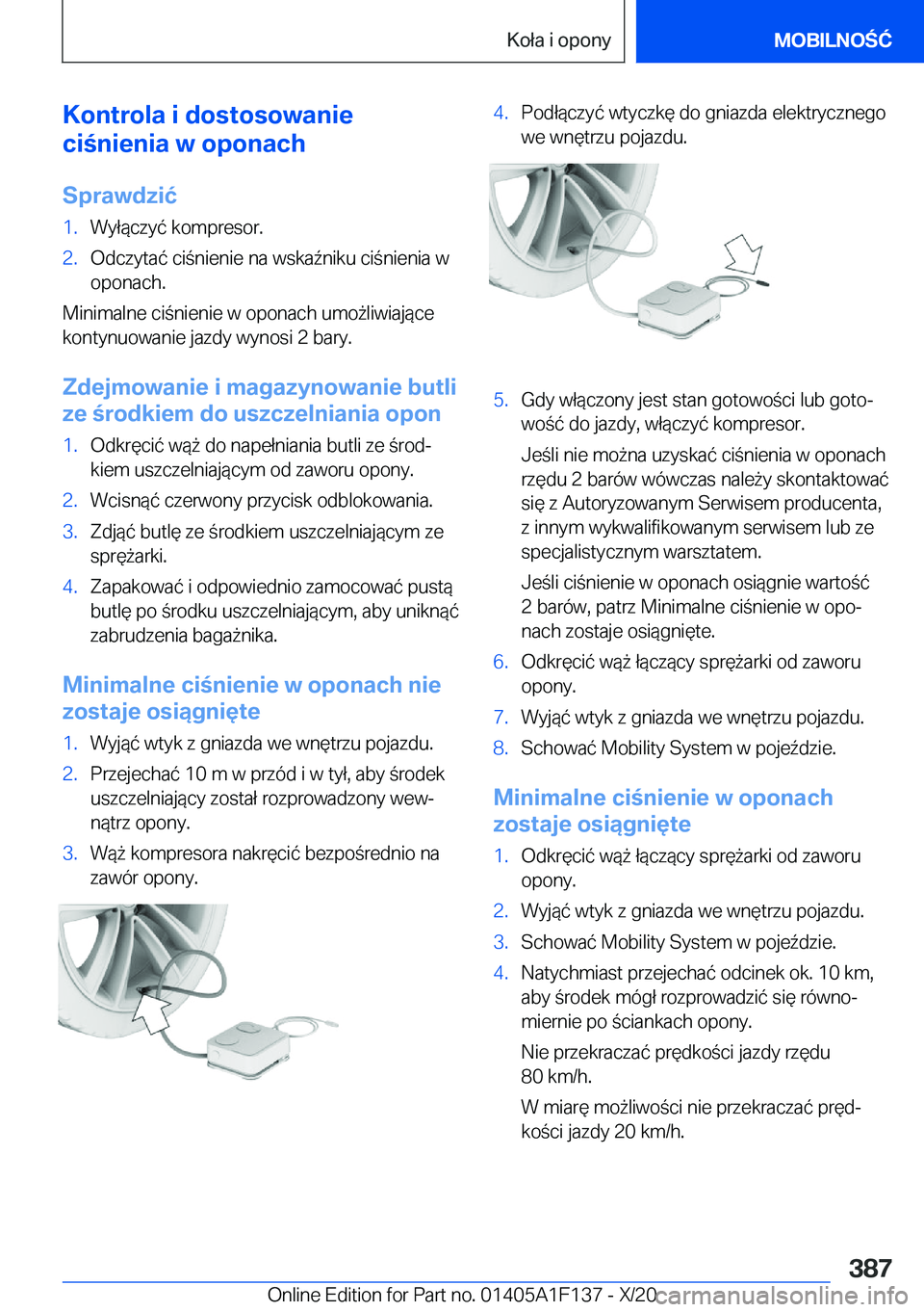 BMW X6 2021  Instrukcja obsługi (in Polish) �K�o�n�t�r�o�l�a��i��d�o�s�t�o�s�o�w�a�n�i�e
�c�i�n�i�e�n�i�a��w��o�p�o�n�a�c�h
�S�p�r�a�w�d�z�i�ć�1�.�W�y�ł�