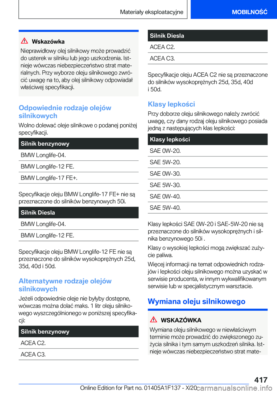 BMW X6 2021  Instrukcja obsługi (in Polish) �W�s�k�a�z�