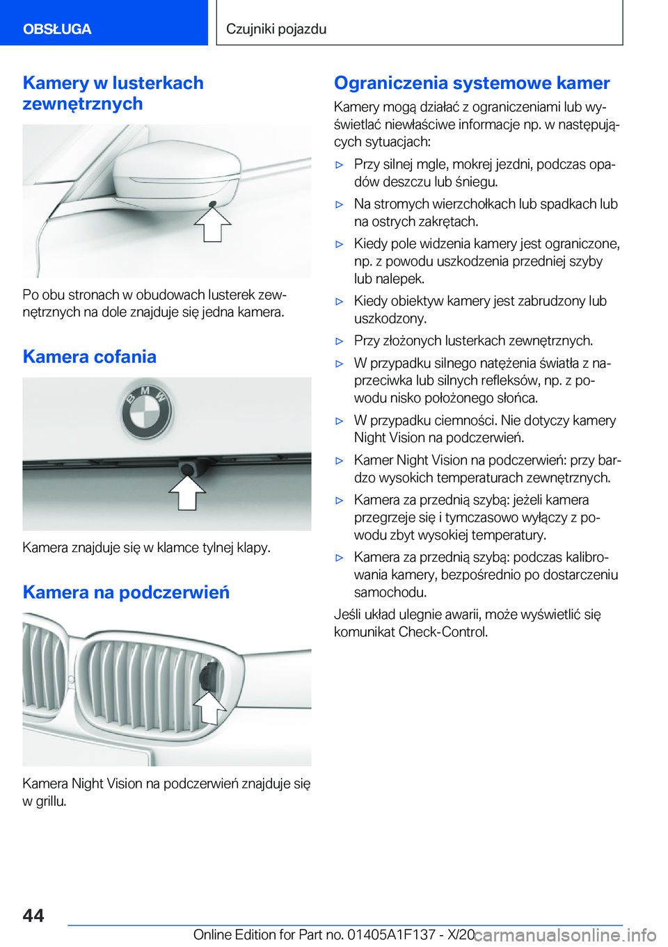 BMW X6 2021  Instrukcja obsługi (in Polish) �K�a�m�e�r�y��w��l�u�s�t�e�r�k�a�c�h
�z�e�w�n�