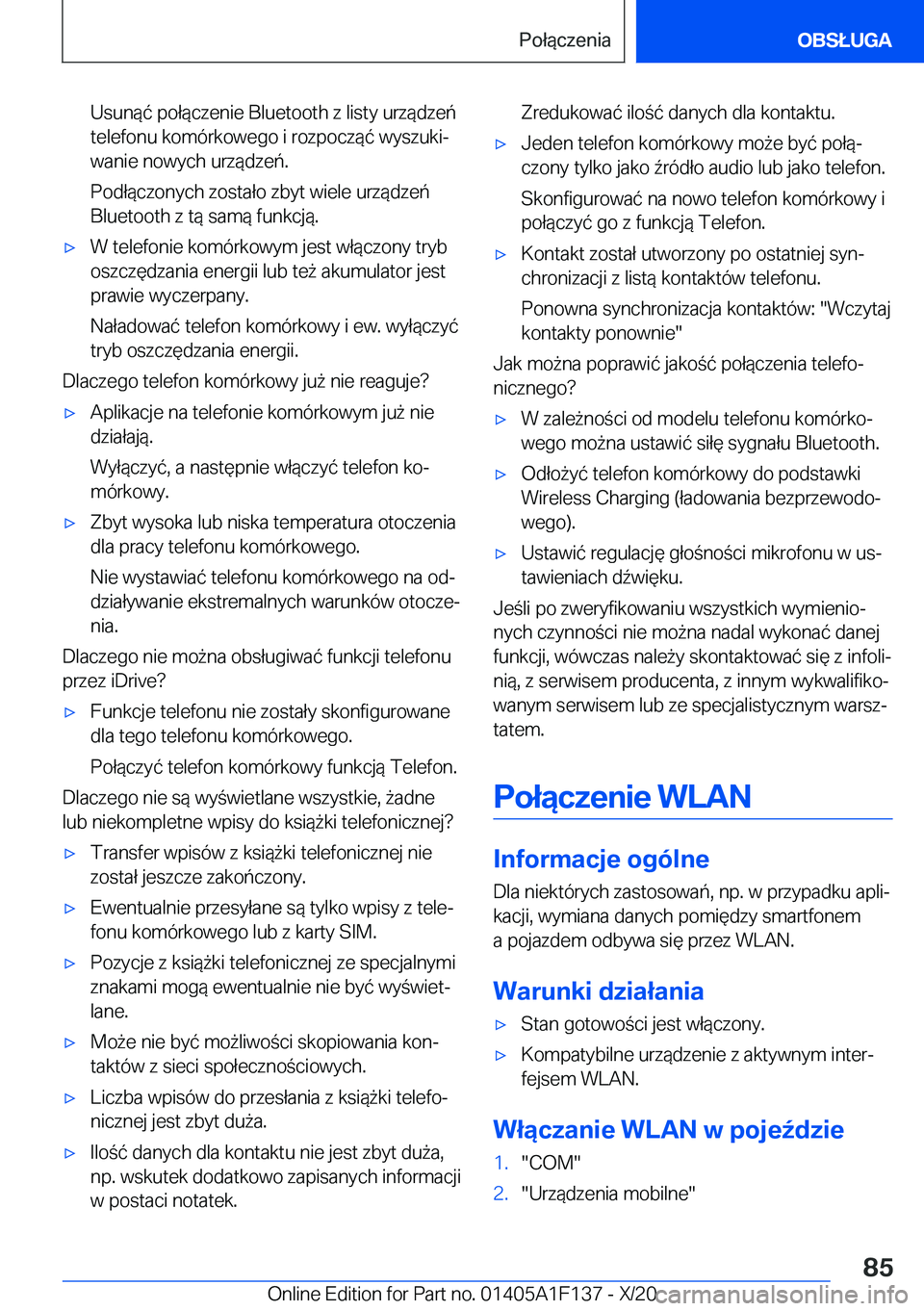 BMW X6 2021  Instrukcja obsługi (in Polish) �U�s�u�n�