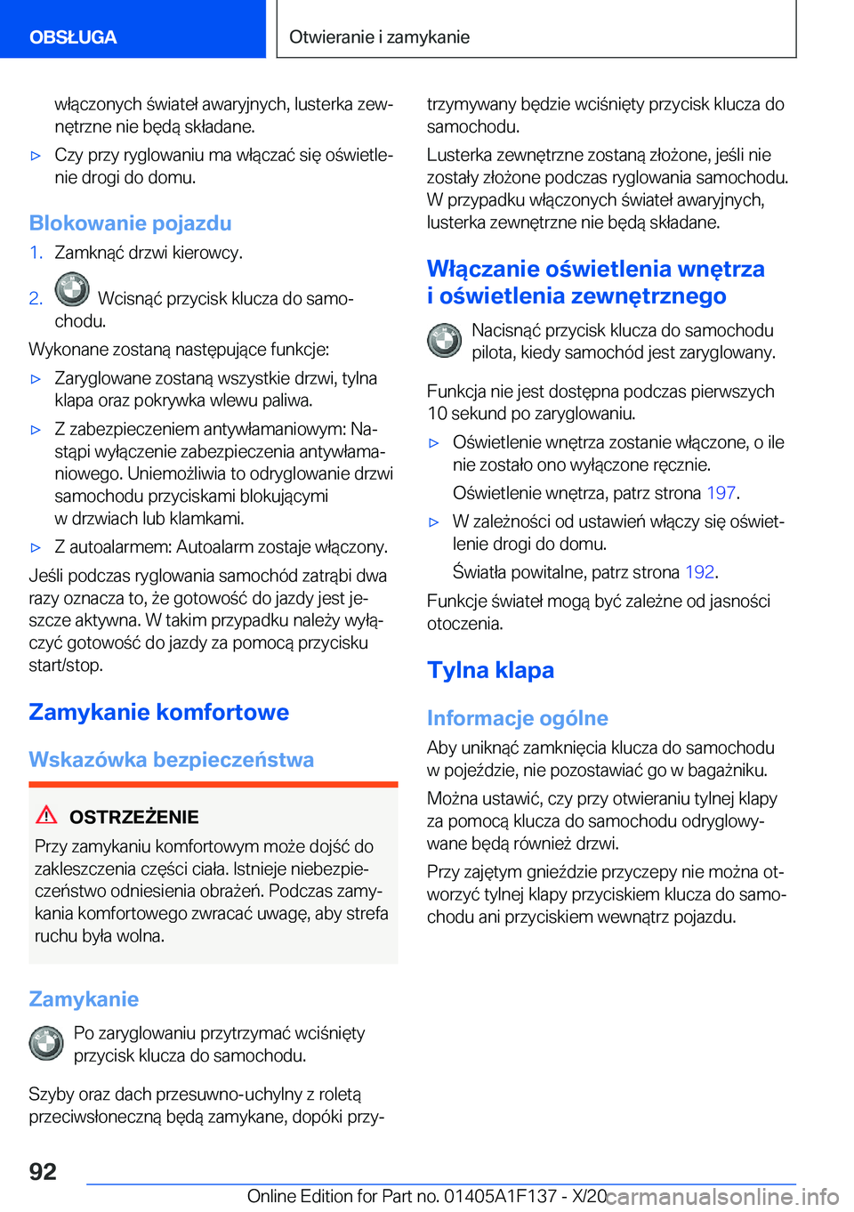 BMW X6 2021  Instrukcja obsługi (in Polish) �w�ł�