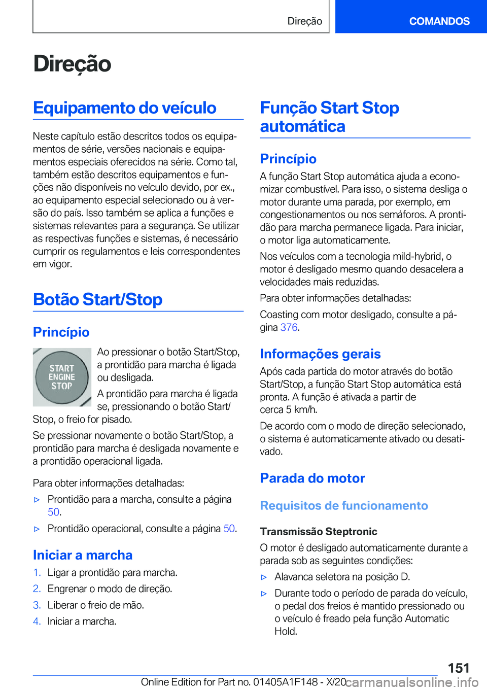 BMW X6 2021  Manual do condutor (in Portuguese) �D�i�r�e�