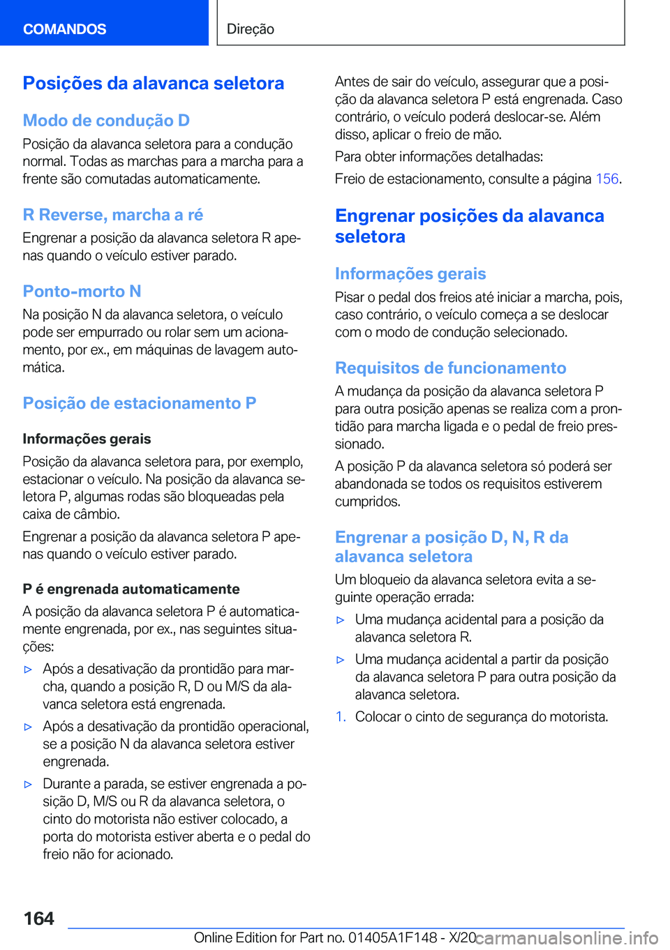 BMW X6 2021  Manual do condutor (in Portuguese) �P�o�s�i�