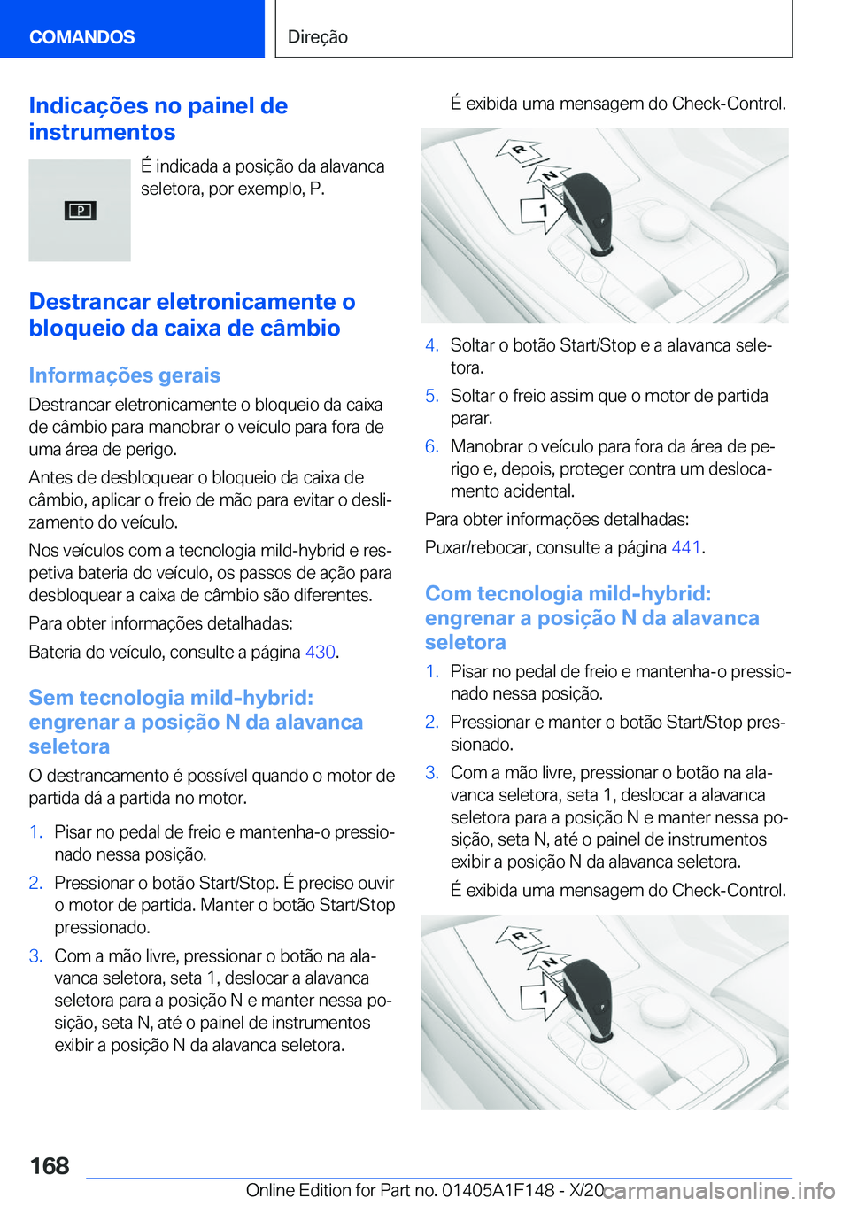 BMW X6 2021  Manual do condutor (in Portuguese) �I�n�d�i�c�a�