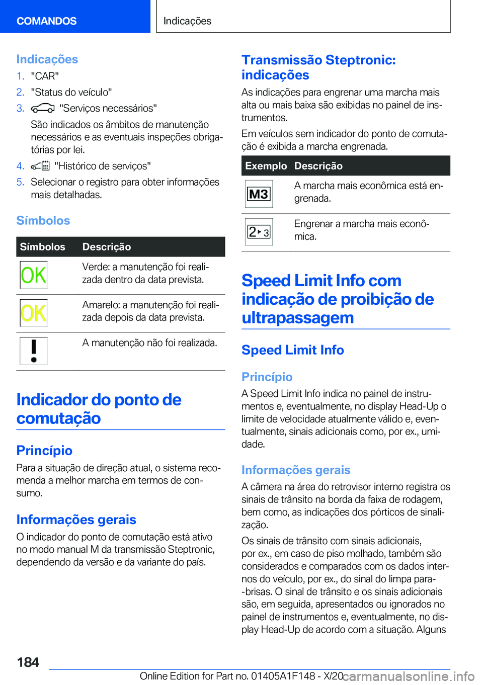 BMW X6 2021  Manual do condutor (in Portuguese) �I�n�d�i�c�a�