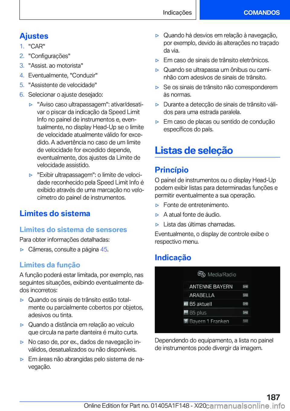 BMW X6 2021  Manual do condutor (in Portuguese) �A�j�u�s�t�e�s�1�.��C�A�R��2�.��C�o�n�f�i�g�u�r�a�