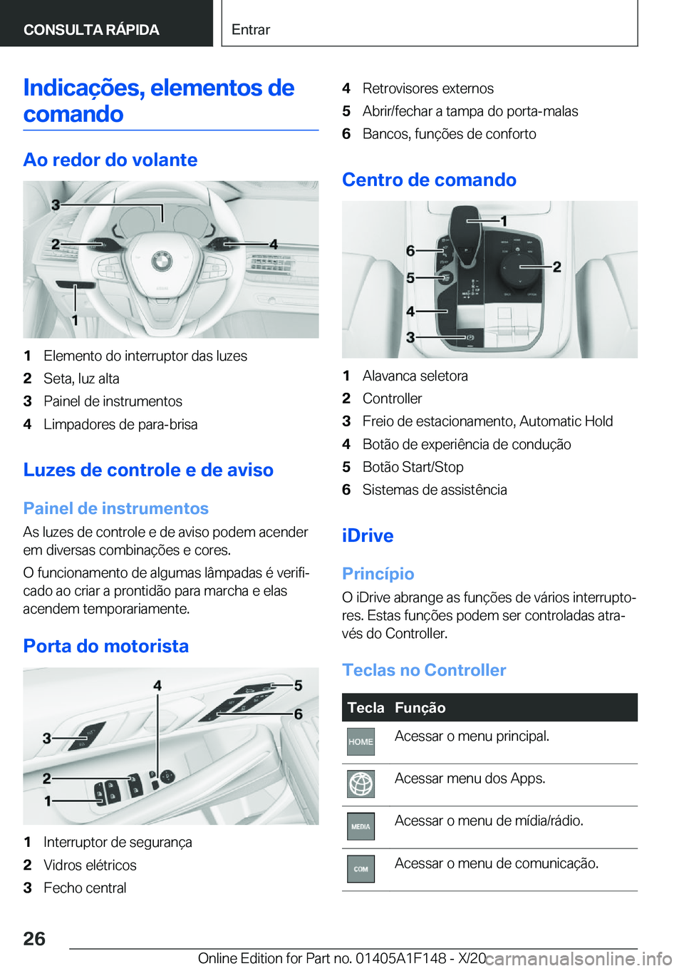 BMW X6 2021  Manual do condutor (in Portuguese) �I�n�d�i�c�a�