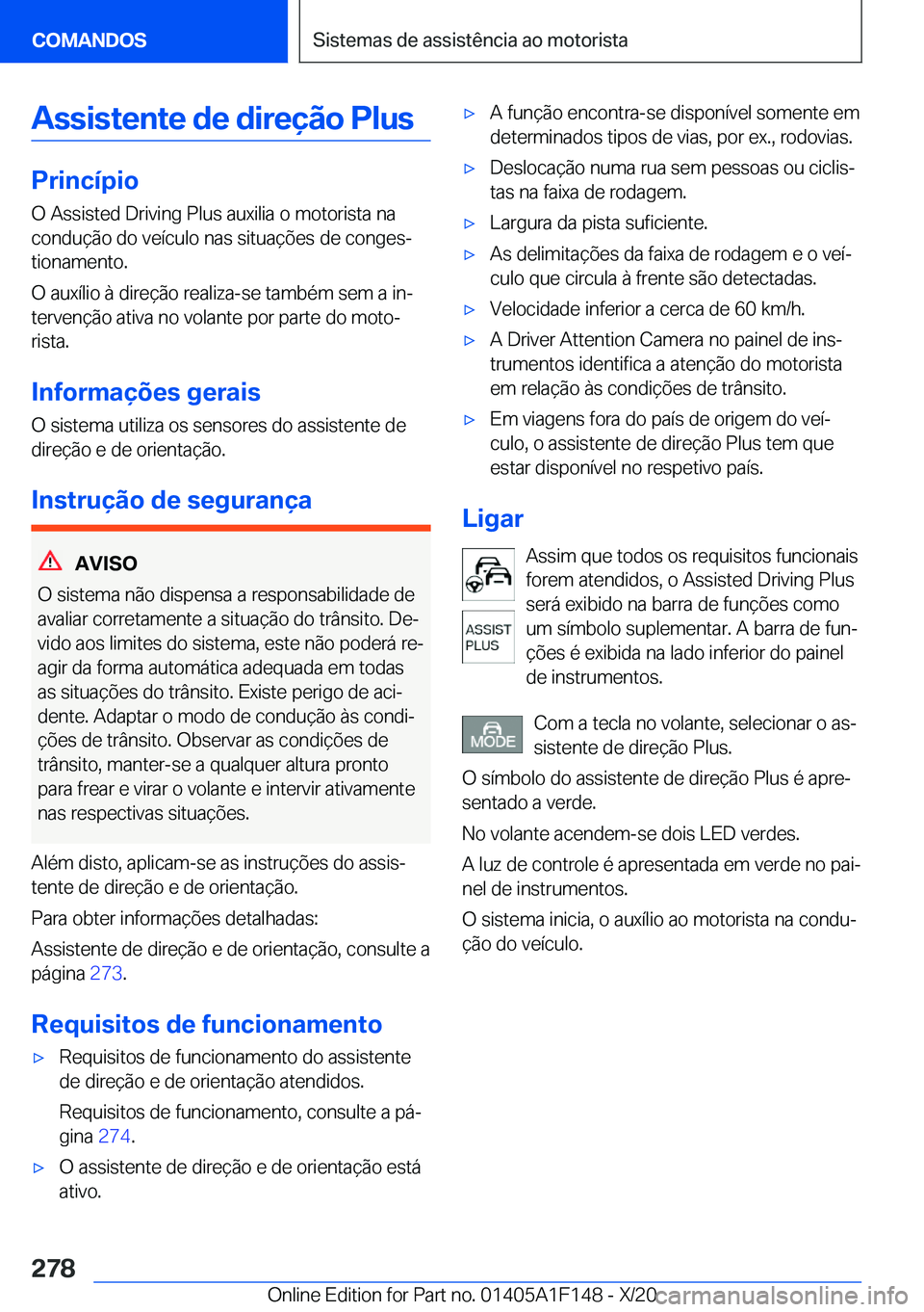 BMW X6 2021  Manual do condutor (in Portuguese) �A�s�s�i�s�t�e�n�t�e��d�e��d�i�r�e�