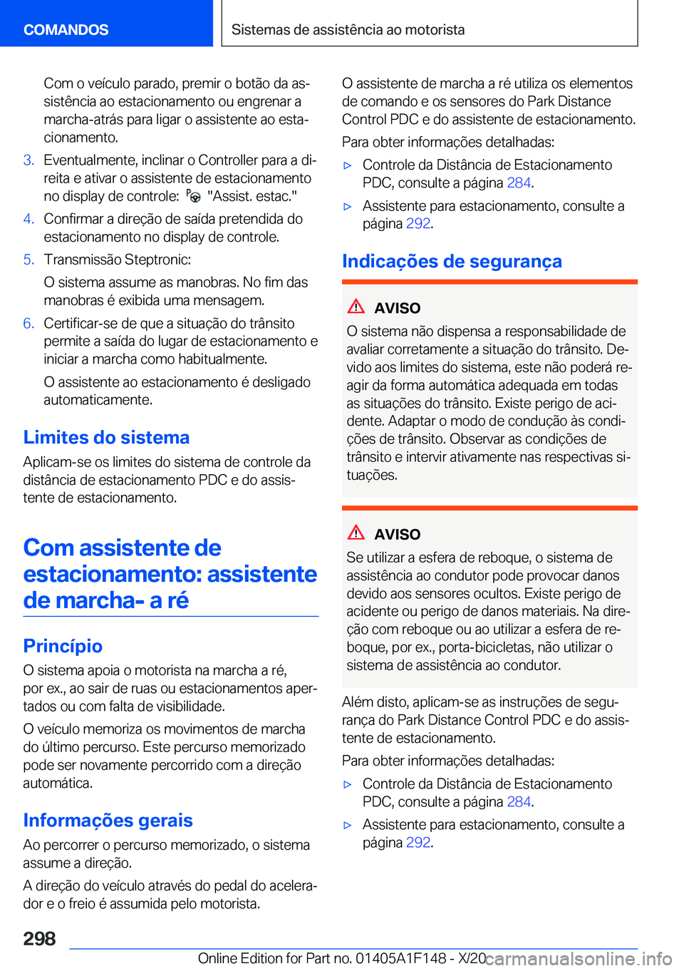 BMW X6 2021  Manual do condutor (in Portuguese) �C�o�m��o��v�e�