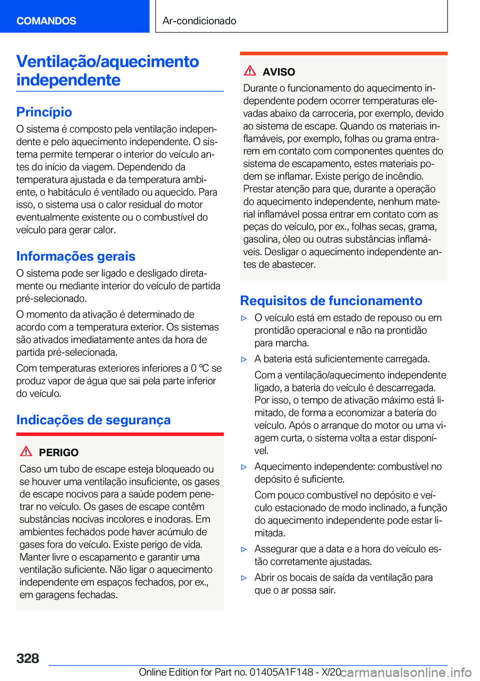 BMW X6 2021  Manual do condutor (in Portuguese) �V�e�n�t�i�l�a�