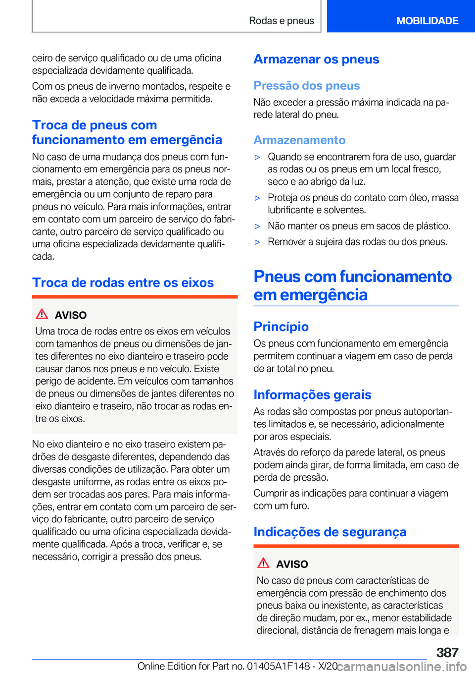 BMW X6 2021  Manual do condutor (in Portuguese) �c�e�i�r�o��d�e��s�e�r�v�i�