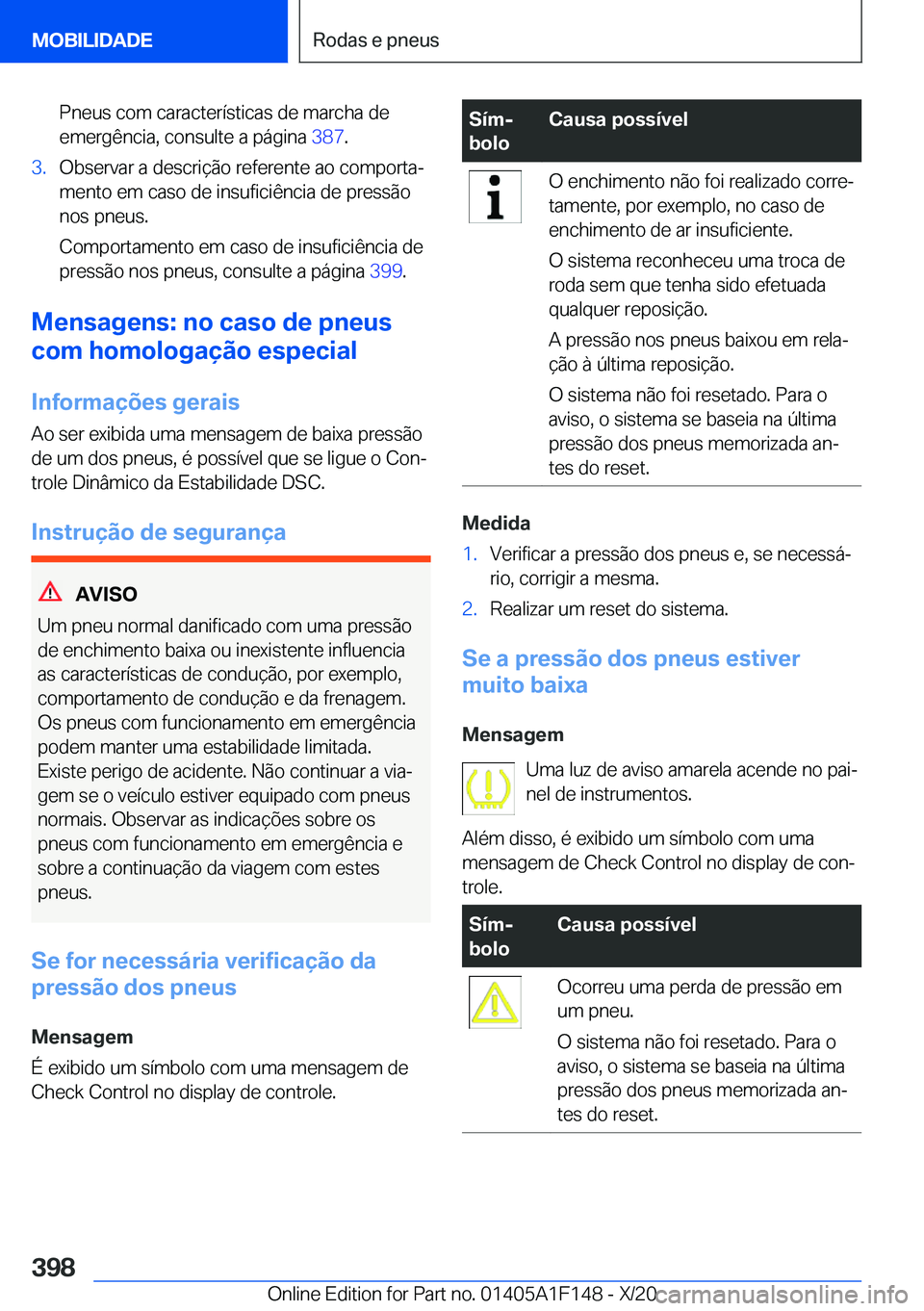 BMW X6 2021  Manual do condutor (in Portuguese) �P�n�e�u�s��c�o�m��c�a�r�a�c�t�e�r�