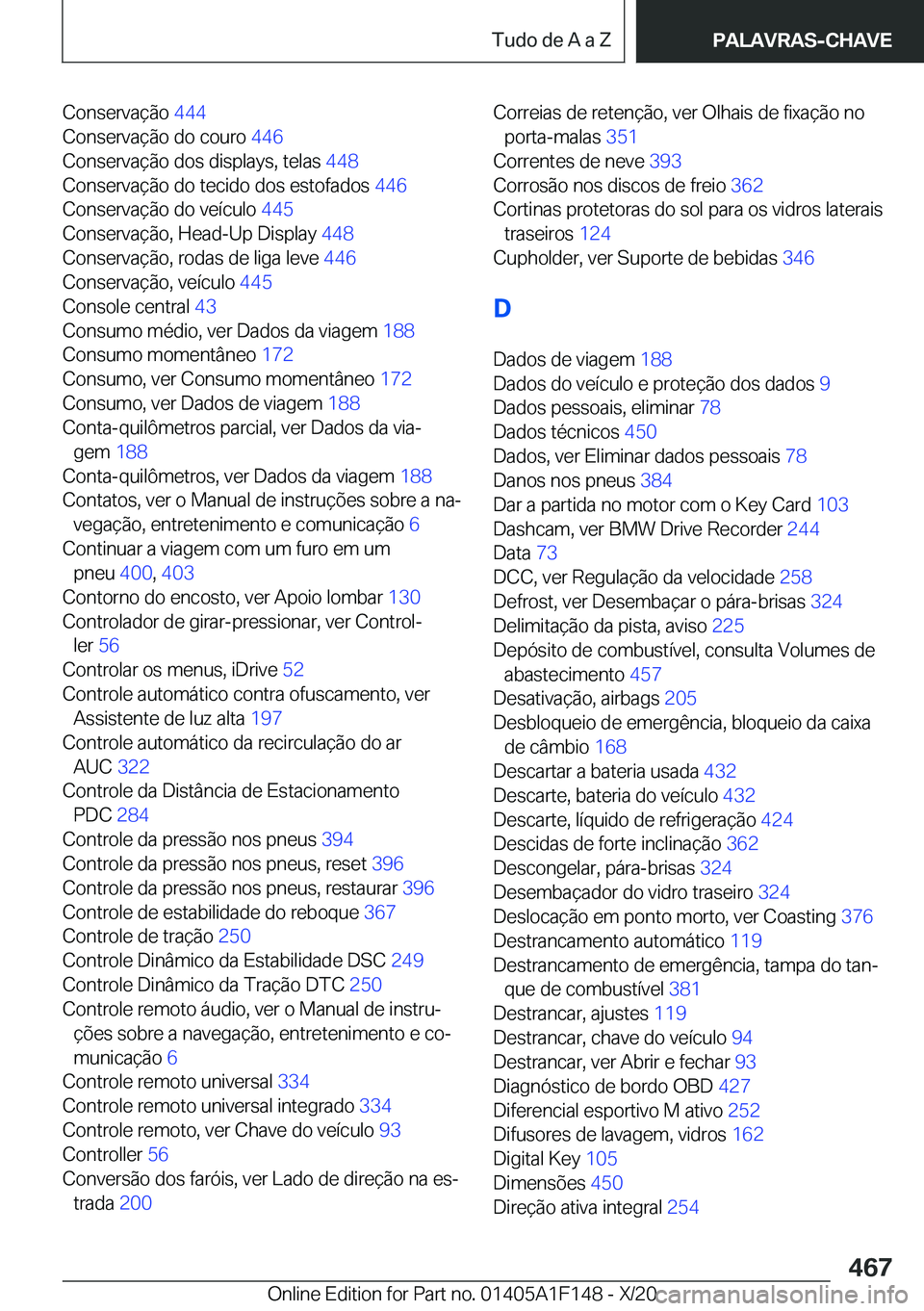 BMW X6 2021  Manual do condutor (in Portuguese) �C�o�n�s�e�r�v�a�