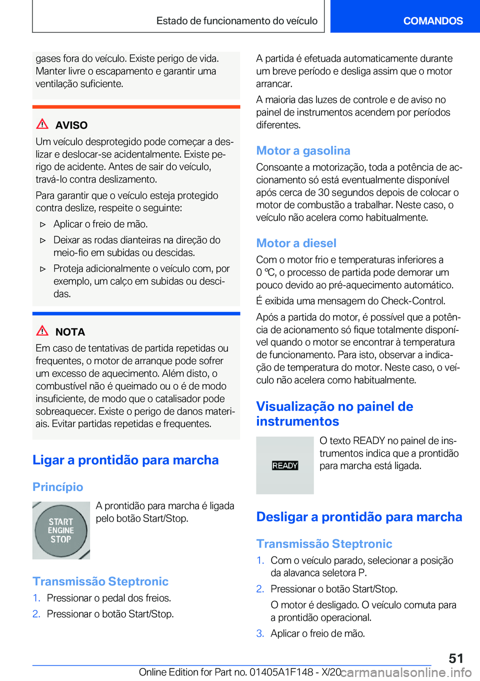 BMW X6 2021  Manual do condutor (in Portuguese) �g�a�s�e�s��f�o�r�a��d�o��v�e�
