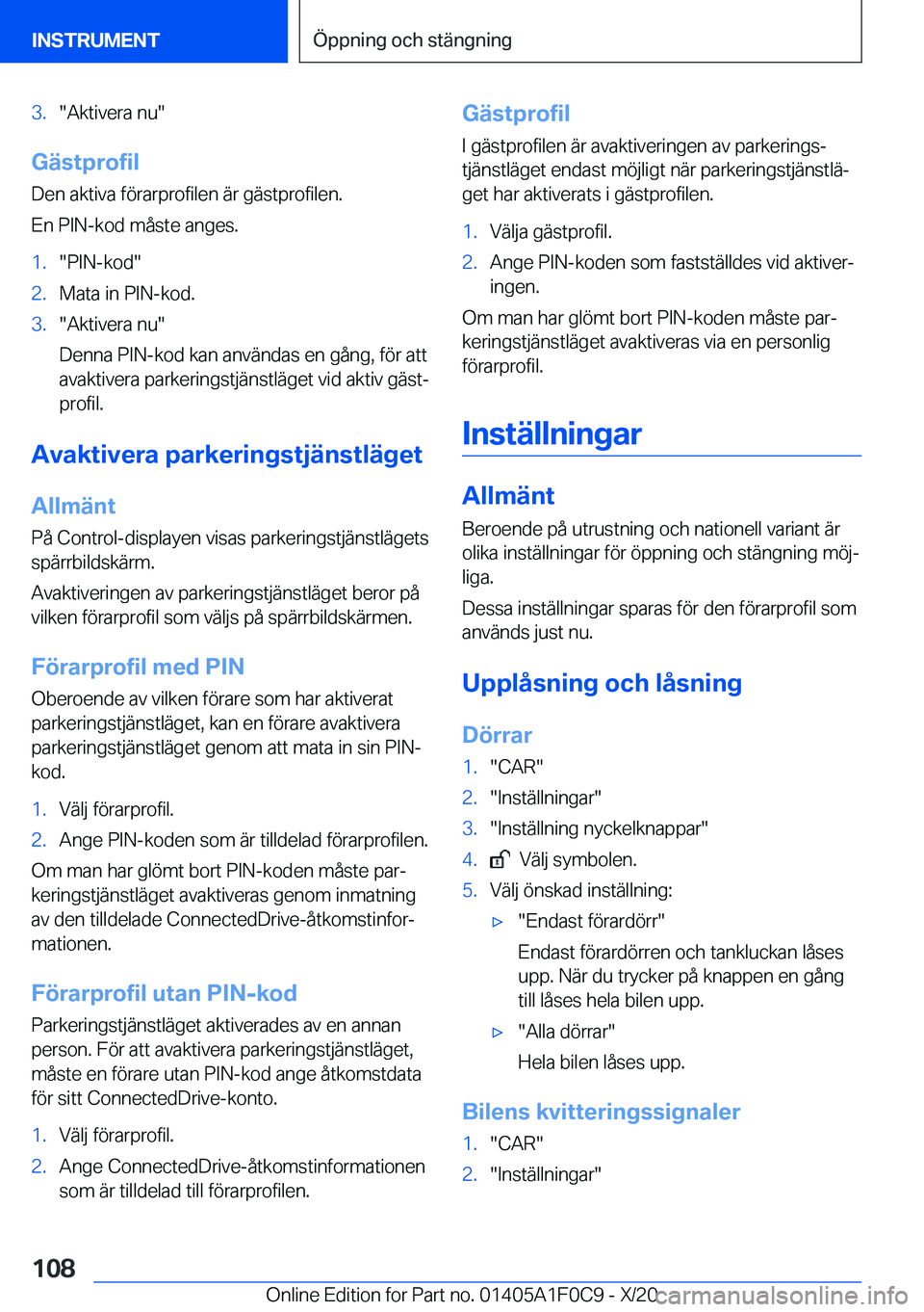 BMW X6 2021  InstruktionsbÖcker (in Swedish) �3�.��A�k�t�i�v�e�r�a��n�u�
�G�ä�s�t�p�r�o�f�i�l
�D�e�n��a�k�t�i�v�a��f�