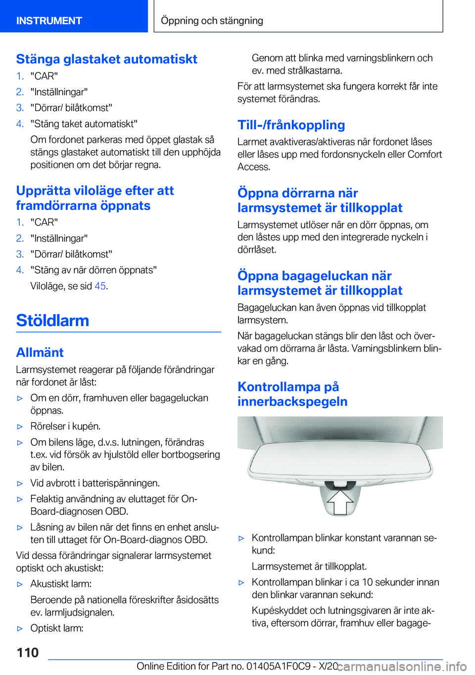 BMW X6 2021  InstruktionsbÖcker (in Swedish) �S�t�ä�n�g�a��g�l�a�s�t�a�k�e�t��a�u�t�o�m�a�t�i�s�k�t�1�.��C�A�R��2�.��I�n�s�t�ä�l�l�n�i�n�g�a�r��3�.��D�