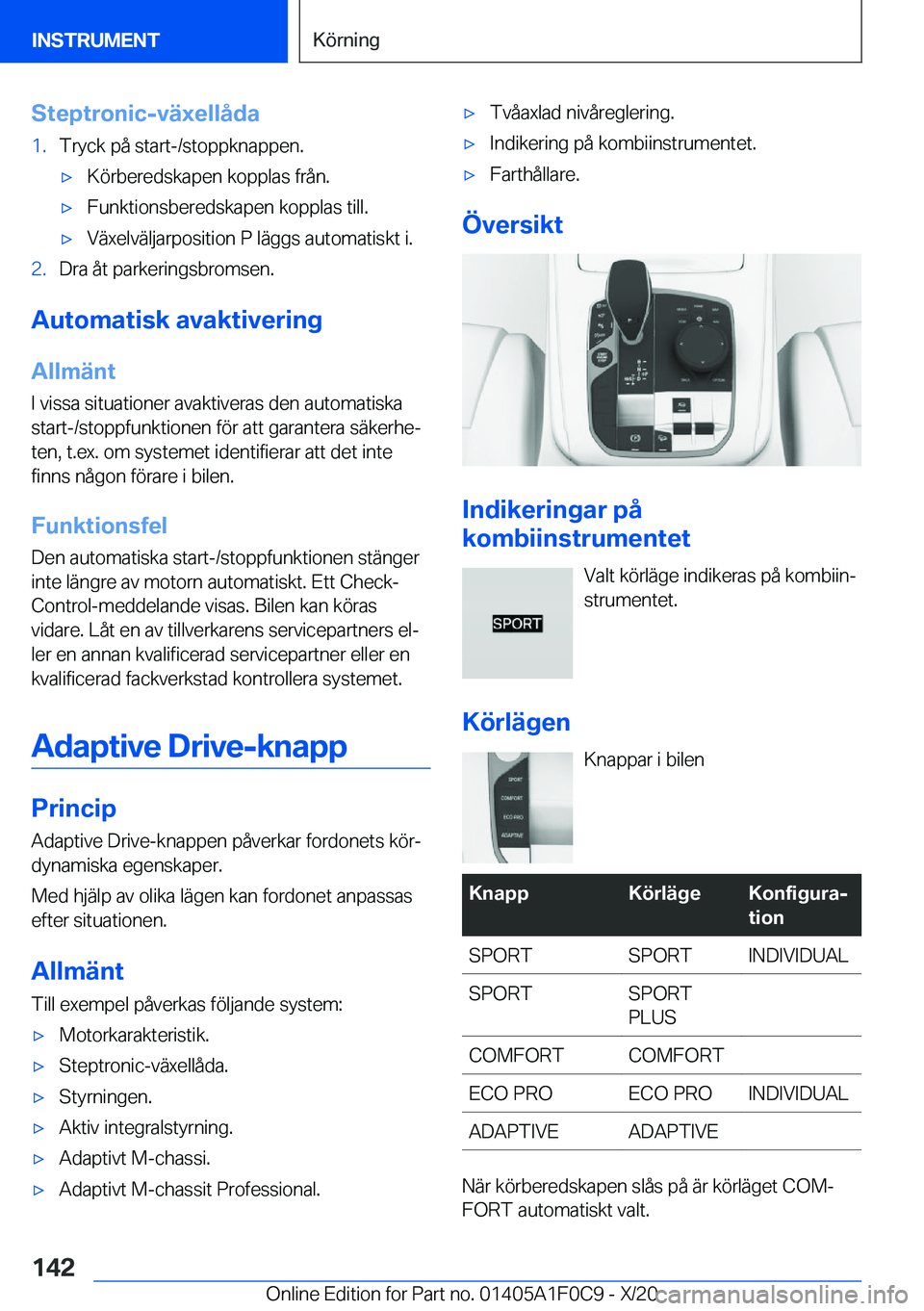 BMW X6 2021  InstruktionsbÖcker (in Swedish) �S�t�e�p�t�r�o�n�i�c�-�v�ä�x�e�l�l�å�d�a�1�.�T�r�y�c�k��p�å��s�t�a�r�t�-�/�s�t�o�p�p�k�n�a�p�p�e�n�.'x�K�