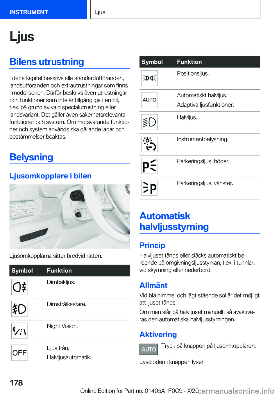 BMW X6 2021  InstruktionsbÖcker (in Swedish) �L�j�u�s�B�i�l�e�n�s��u�t�r�u�s�t�n�i�n�g
�I��d�e�t�t�a��k�a�p�i�t�e�l��b�e�s�k�r�i�v�s��a�l�l�a��s�t�a�n�d�a�r�d�u�t�f�