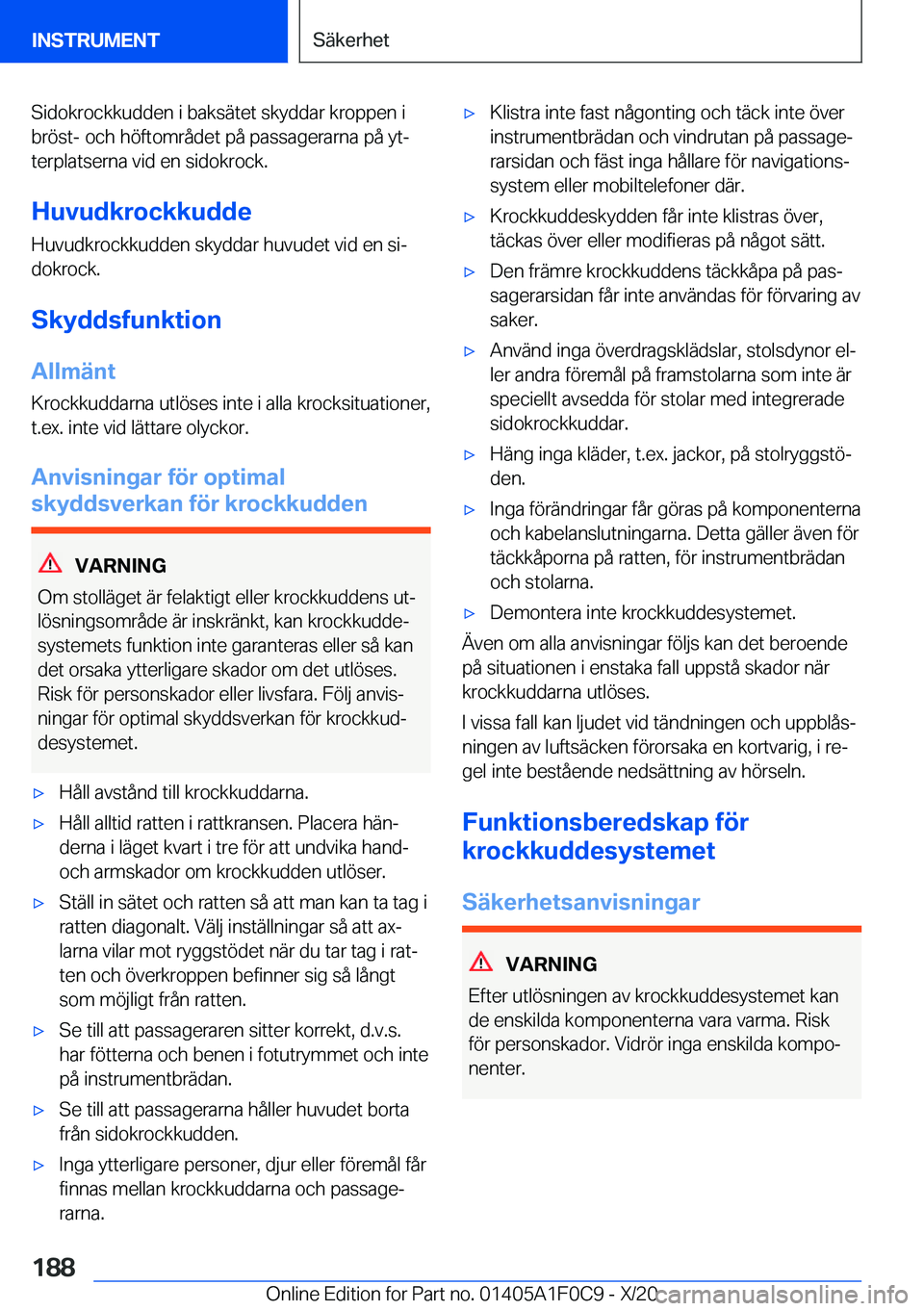 BMW X6 2021  InstruktionsbÖcker (in Swedish) �S�i�d�o�k�r�o�c�k�k�u�d�d�e�n��i��b�a�k�s�ä�t�e�t��s�k�y�d�d�a�r��k�r�o�p�p�e�n��i
�b�r�