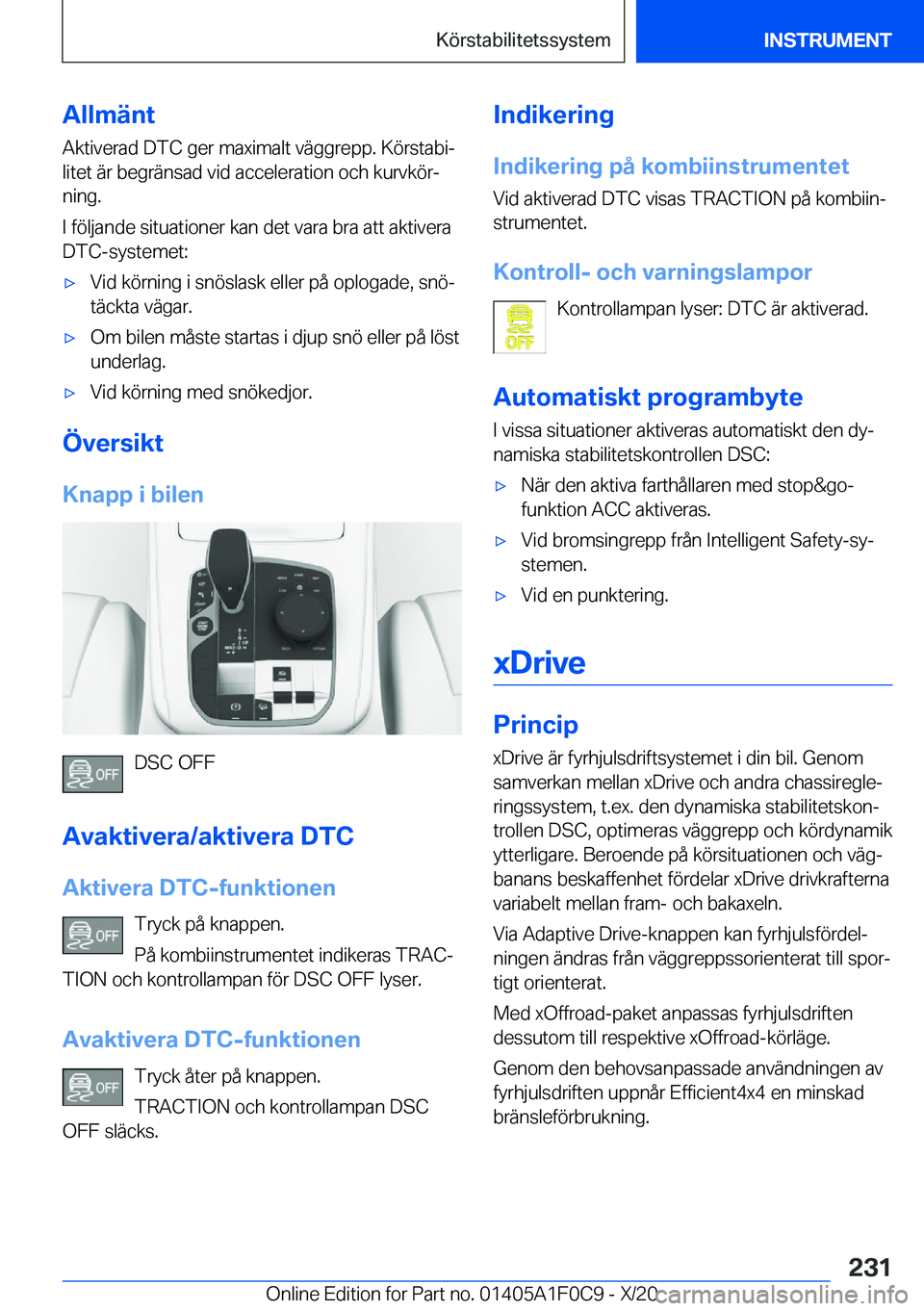 BMW X6 2021  InstruktionsbÖcker (in Swedish) �A�l�l�m�ä�n�t
�A�k�t�i�v�e�r�a�d��D�T�C��g�e�r��m�a�x�i�m�a�l�t��v�ä�g�g�r�e�p�p�.��K�