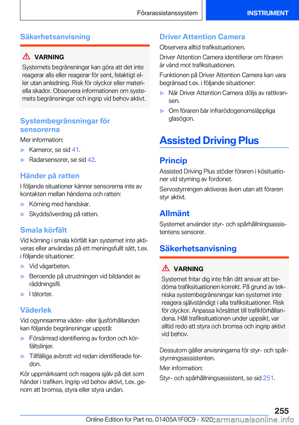 BMW X6 2021  InstruktionsbÖcker (in Swedish) �S�ä�k�e�r�h�e�t�s�a�n�v�i�s�n�i�n�g
�V�A�R�N�I�N�G
�S�y�s�t�e�m�e�t�s��b�e�g�r�ä�n�s�n�i�n�g�a�r��k�a�n��g�