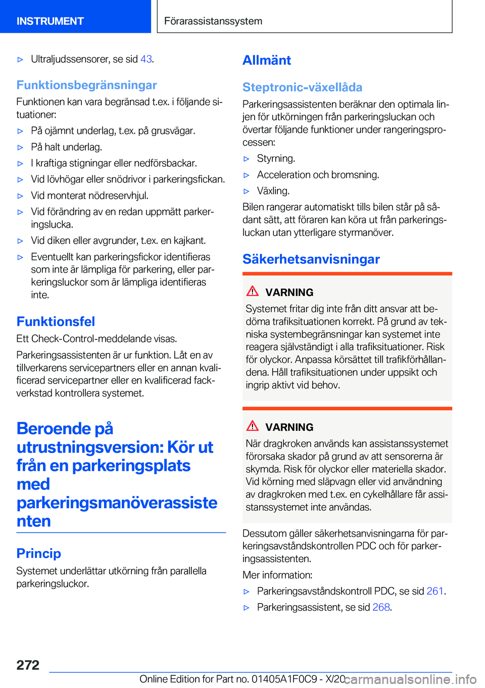 BMW X6 2021  InstruktionsbÖcker (in Swedish) 'x�U�l�t�r�a�l�j�u�d�s�s�e�n�s�o�r�e�r�,��s�e��s�i�d��4�3�.
�F�u�n�k�t�i�o�n�s�b�e�g�r�ä�n�s�n�i�n�g�a�r
�F�u�n�k�t�i�o�n�e�n��k�a�n��v�a�r�a��b�e�g�r�ä�n�s�a�d��t�.�e�x�.��i��f�