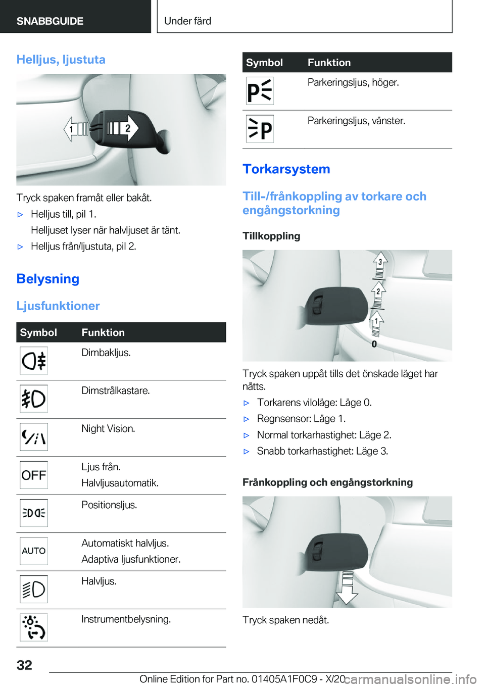 BMW X6 2021  InstruktionsbÖcker (in Swedish) �H�e�l�l�j�u�s�,��l�j�u�s�t�u�t�a
�T�r�y�c�k��s�p�a�k�e�n��f�r�a�m�å�t��e�l�l�e�r��b�a�k�å�t�.
'x�H�e�l�l�j�u�s��t�i�l�l�,��p�i�l��1�.
�H�e�l�l�j�u�s�e�t��l�y�s�e�r��n�ä�r��h�a�l�v�l