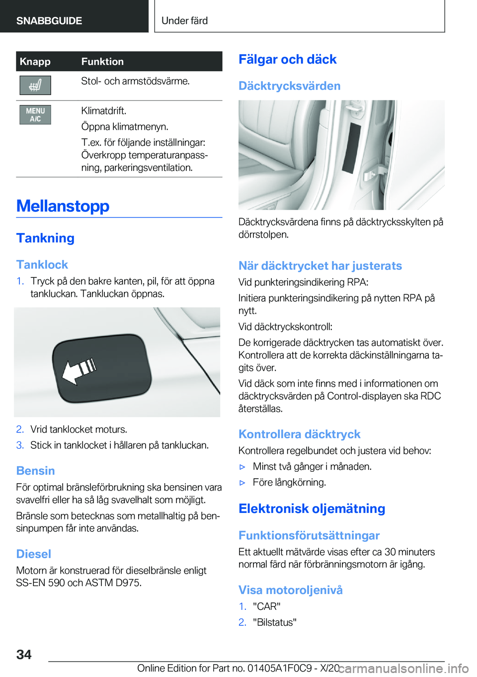 BMW X6 2021  InstruktionsbÖcker (in Swedish) �K�n�a�p�p�F�u�n�k�t�i�o�n�S�t�o�l�-��o�c�h��a�r�m�s�t�