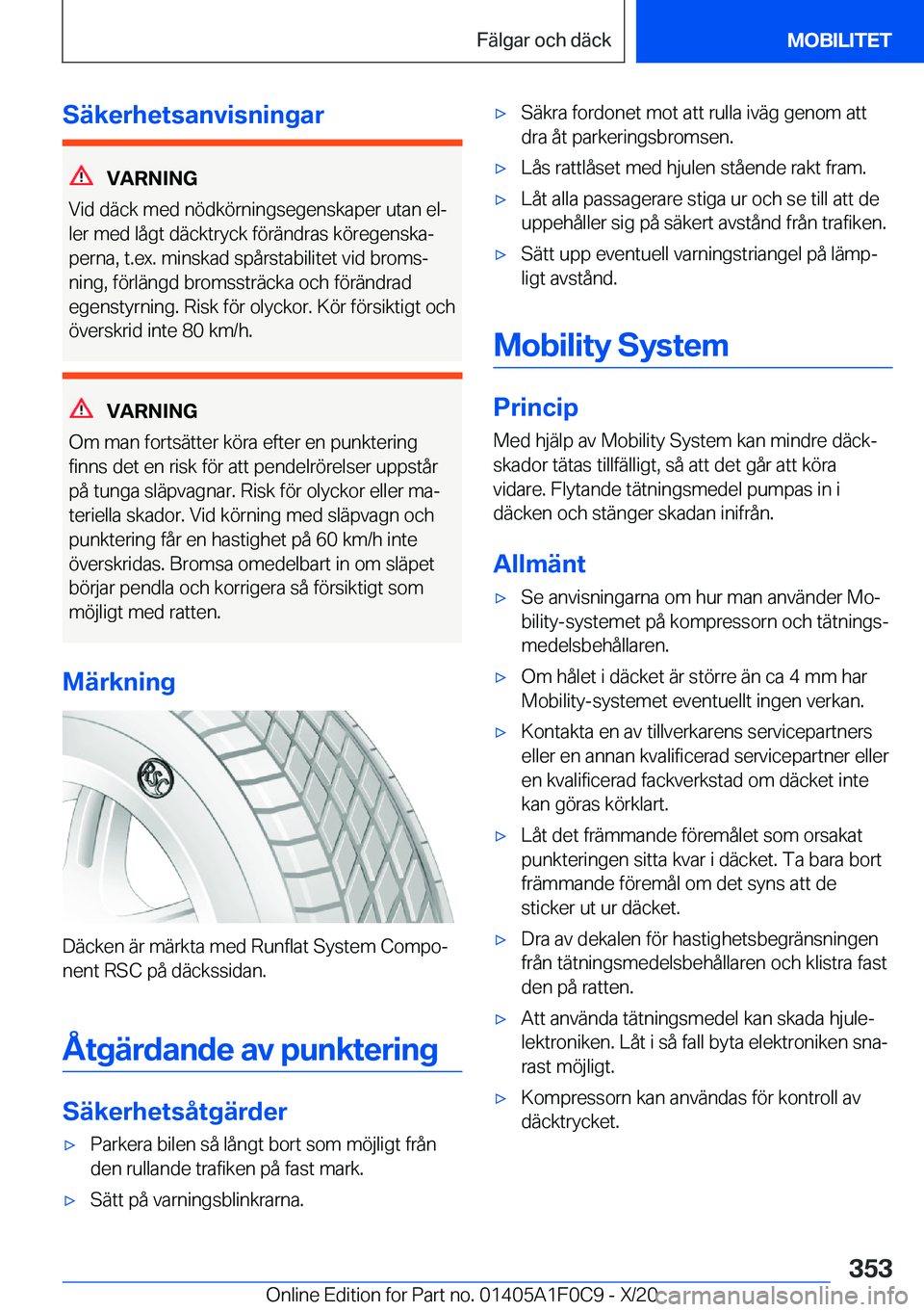 BMW X6 2021  InstruktionsbÖcker (in Swedish) �S�ä�k�e�r�h�e�t�s�a�n�v�i�s�n�i�n�g�a�r
�V�A�R�N�I�N�G
�V�i�d��d�ä�c�k��m�e�d��n�