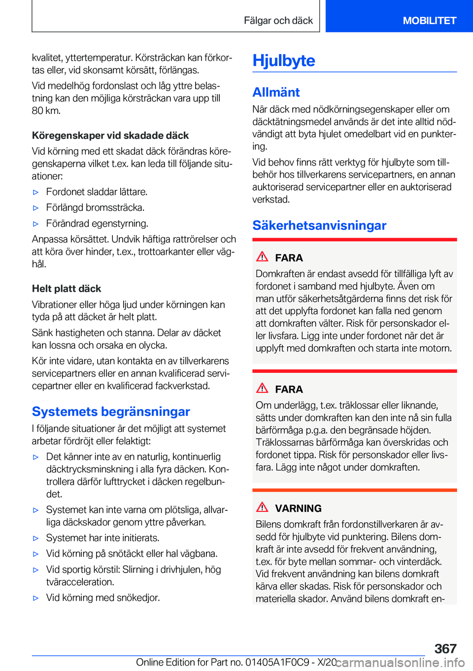 BMW X6 2021  InstruktionsbÖcker (in Swedish) �k�v�a�l�i�t�e�t�,��y�t�t�e�r�t�e�m�p�e�r�a�t�u�r�.��K�