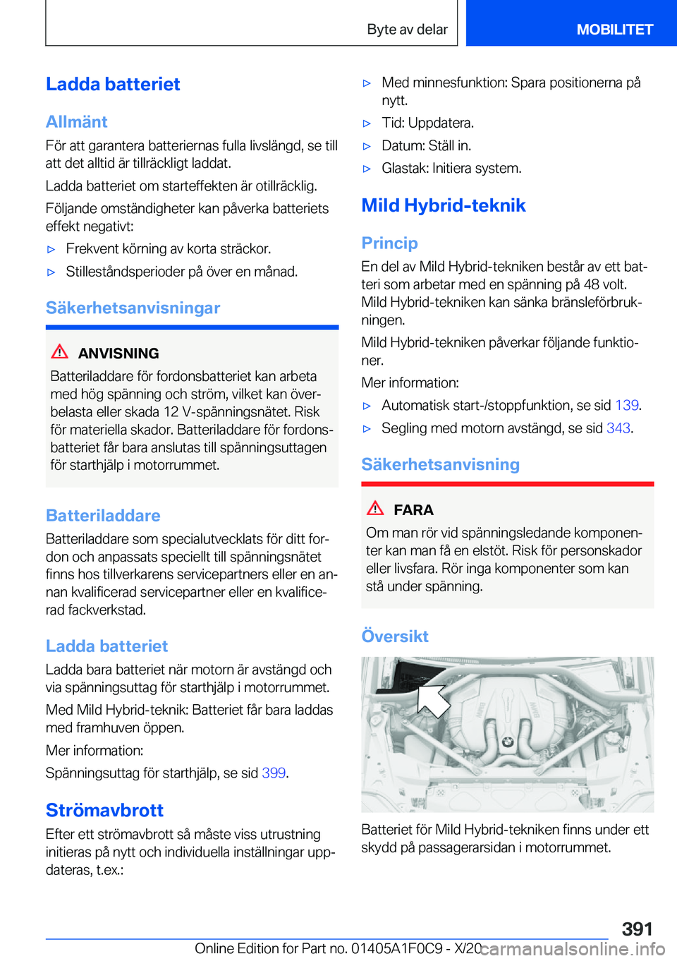 BMW X6 2021  InstruktionsbÖcker (in Swedish) �L�a�d�d�a��b�a�t�t�e�r�i�e�t
�A�l�l�m�ä�n�t �F�