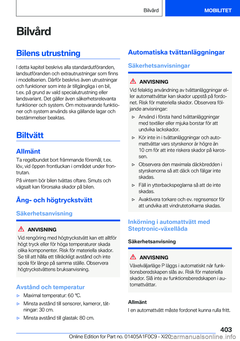 BMW X6 2021  InstruktionsbÖcker (in Swedish) �B�i�l�v�å�r�d�B�i�l�e�n�s��u�t�r�u�s�t�n�i�n�g
�I��d�e�t�t�a��k�a�p�i�t�e�l��b�e�s�k�r�i�v�s��a�l�l�a��s�t�a�n�d�a�r�d�u�t�f�