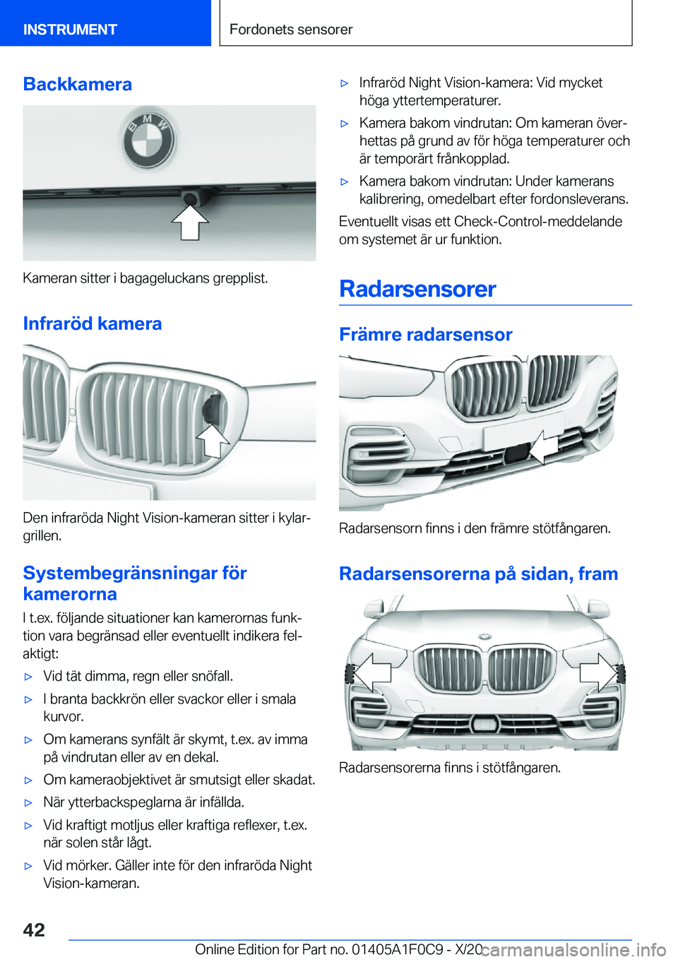 BMW X6 2021  InstruktionsbÖcker (in Swedish) �B�a�c�k�k�a�m�e�r�a
�K�a�m�e�r�a�n��s�i�t�t�e�r��i��b�a�g�a�g�e�l�u�c�k�a�n�s��g�r�e�p�p�l�i�s�t�.
�I�n�f�r�a�r�