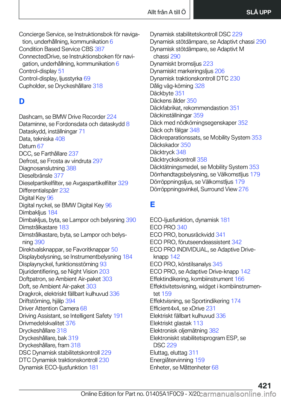 BMW X6 2021  InstruktionsbÖcker (in Swedish) �C�o�n�c�i�e�r�g�e��S�e�r�v�i�c�e�,��s�e��I�n�s�t�r�u�k�t�i�o�n�s�b�o�k��f�