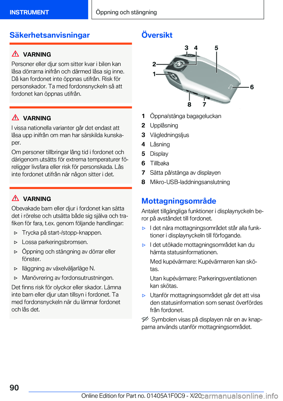 BMW X6 2021  InstruktionsbÖcker (in Swedish) �S�ä�k�e�r�h�e�t�s�a�n�v�i�s�n�i�n�g�a�r
�V�A�R�N�I�N�G
�P�e�r�s�o�n�e�r��e�l�l�e�r��d�j�u�r��s�o�m��s�i�t�t�e�r��k�v�a�r��i��b�i�l�e�n��k�a�n
�l�å�s�a��d�