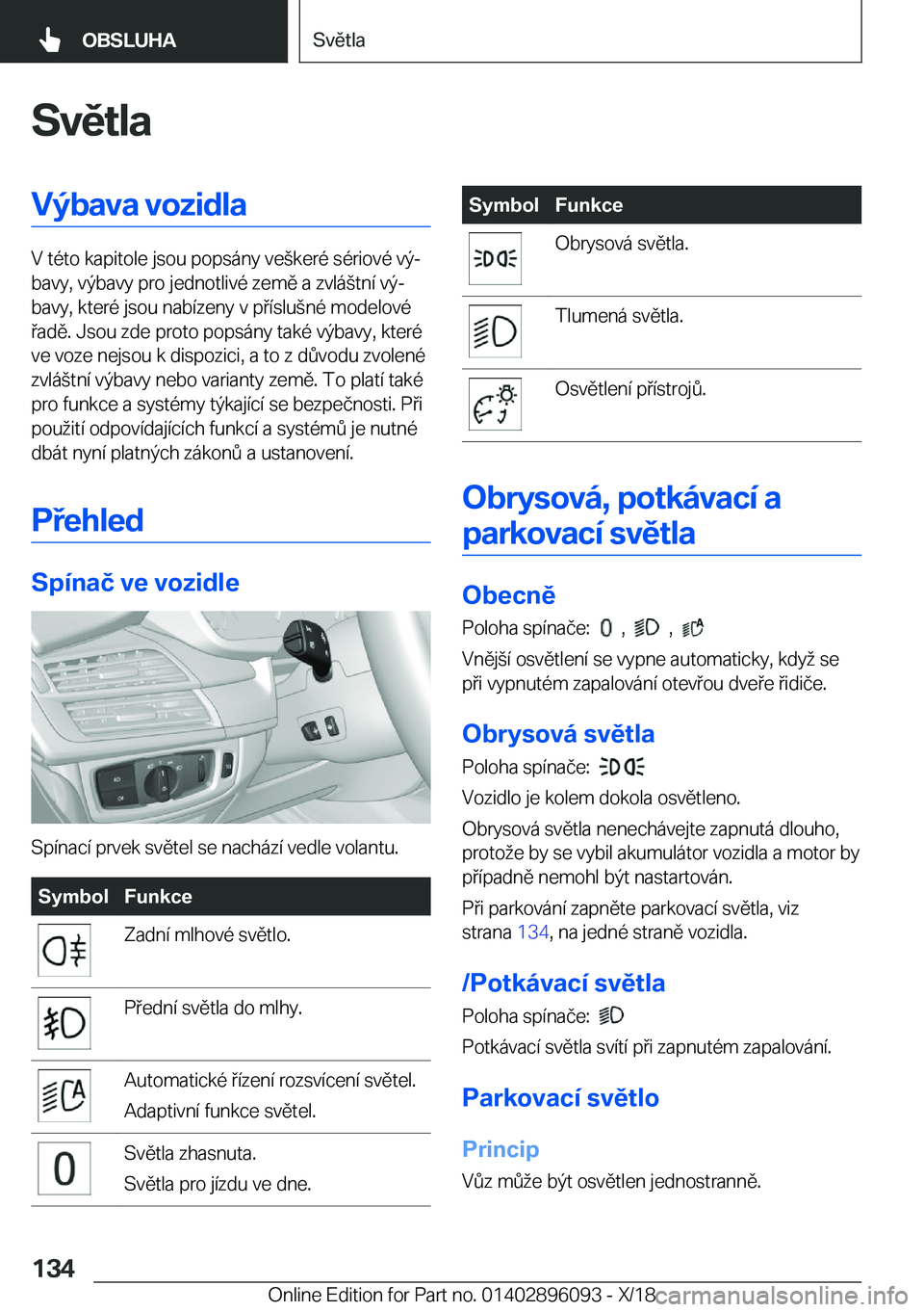BMW X6 2019  Návod na použití (in Czech) �S�v�ě�t�l�a�V�