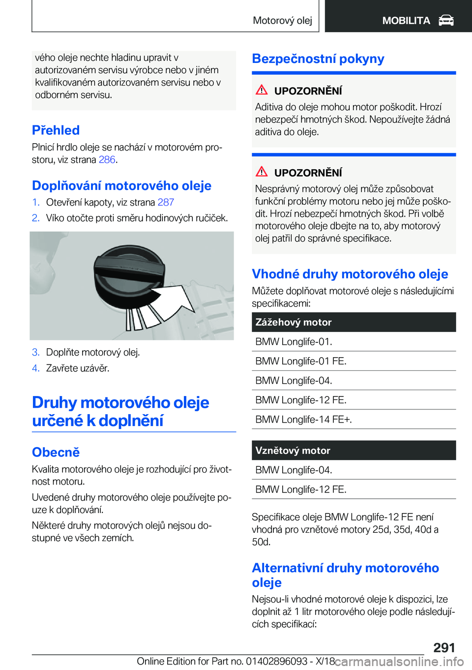 BMW X6 2019  Návod na použití (in Czech) �v�