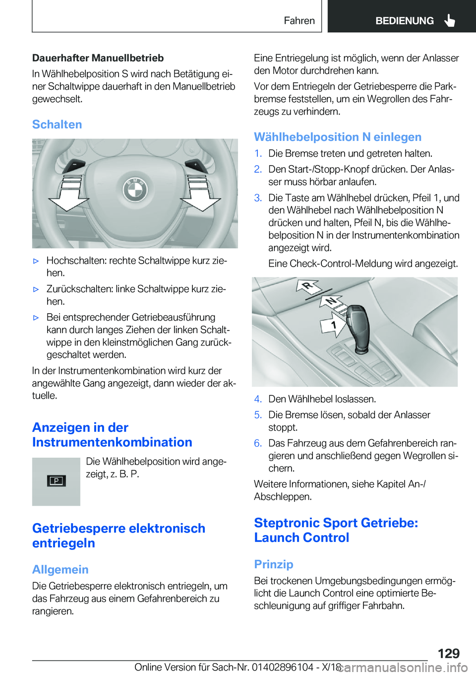 BMW X6 2019  Betriebsanleitungen (in German) �D�a�u�e�r�h�a�f�t�e�r��M�a�n�u�e�l�l�b�e�t�r�i�e�b
�I�n��W�