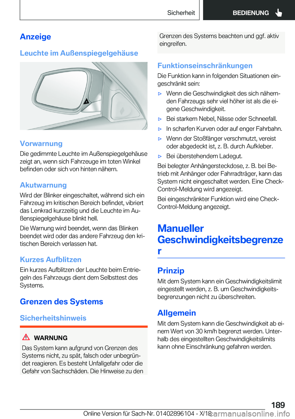 BMW X6 2019  Betriebsanleitungen (in German) �A�n�z�e�i�g�e
�L�e�u�c�h�t�e��i�m��A�u�