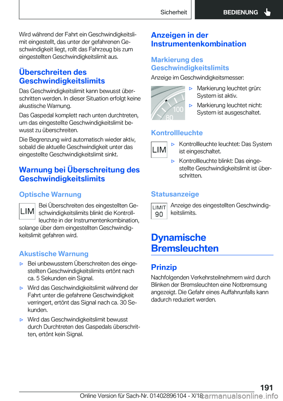 BMW X6 2019  Betriebsanleitungen (in German) �W�i�r�d��w�