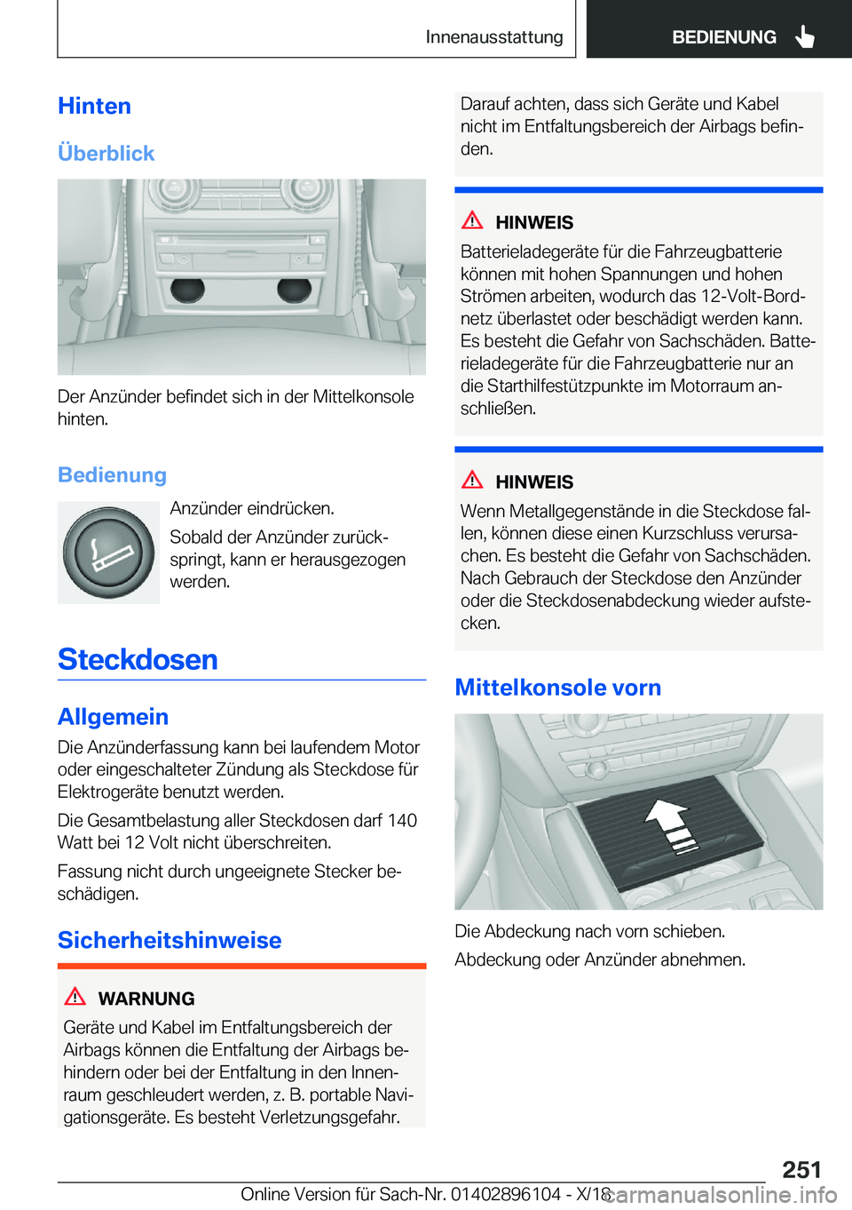 BMW X6 2019  Betriebsanleitungen (in German) �H�i�n�t�e�n
�