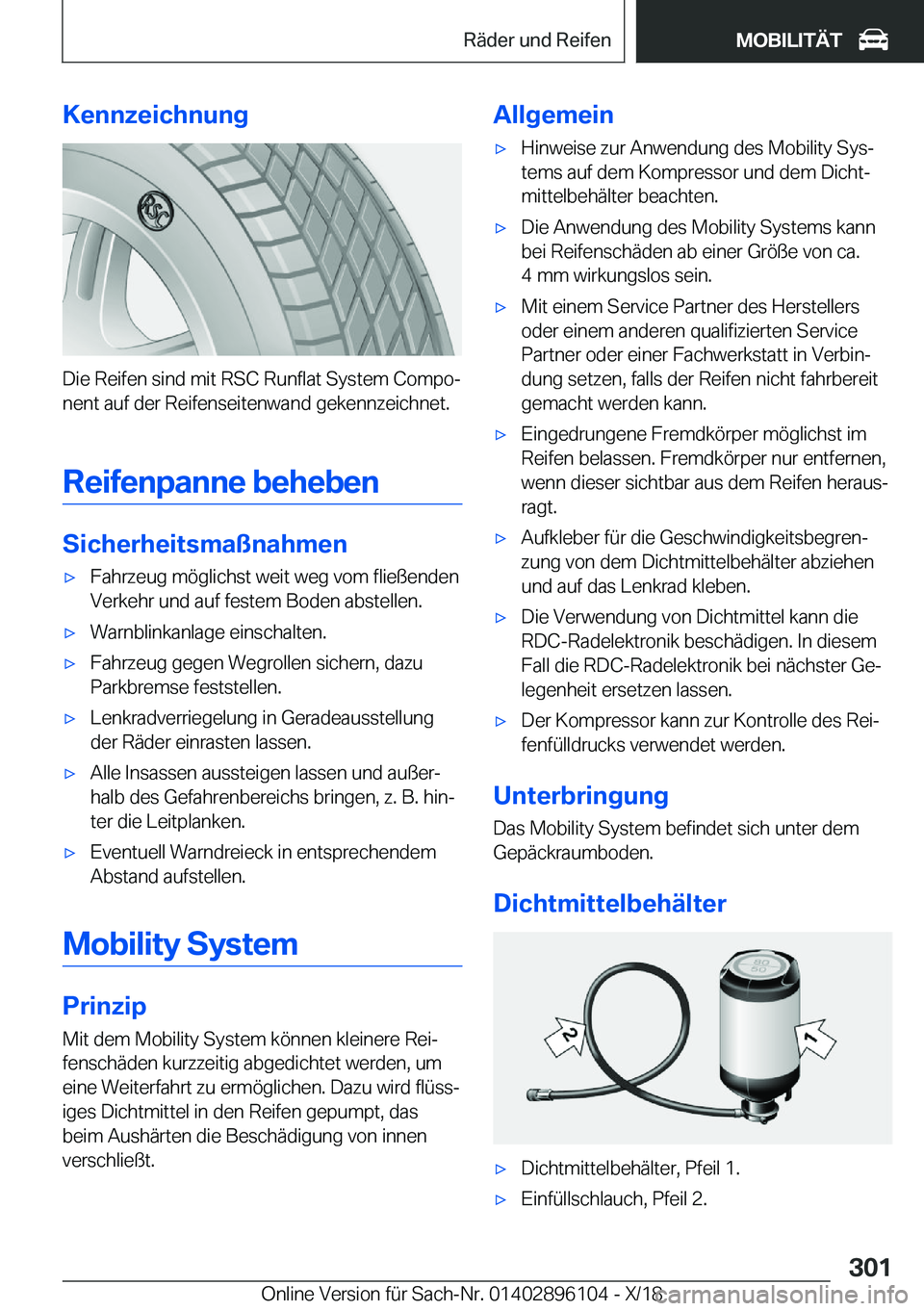 BMW X6 2019  Betriebsanleitungen (in German) �K�e�n�n�z�e�i�c�h�n�u�n�g
�D�i�e��R�e�i�f�e�n��s�i�n�d��m�i�t��R�S�C��R�u�n�f�l�a�t��S�y�s�t�e�m��C�o�m�p�oj
�n�e�n�t��a�u�f��d�e�r��R�e�i�f�e�n�s�e�i�t�e�n�w�a�n�d��g�e�k�e�n�n�z�e�i�c�h